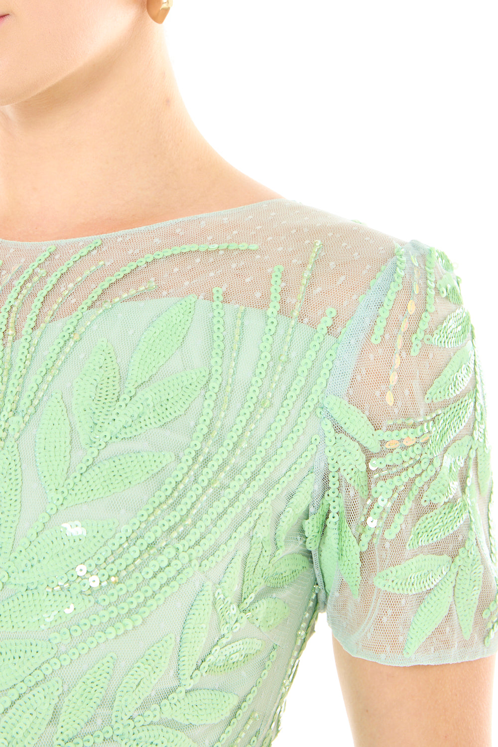 Leafwork Embellished Sweetheart Neckline Gown