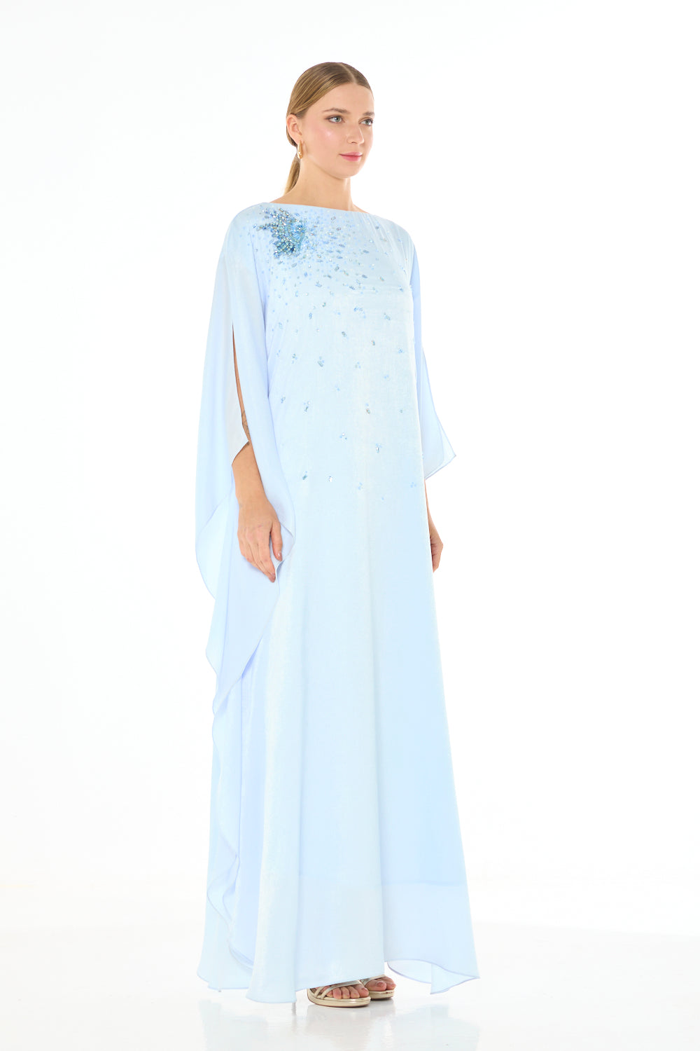 Sculpted Shoulder Bloom Embellished Dress