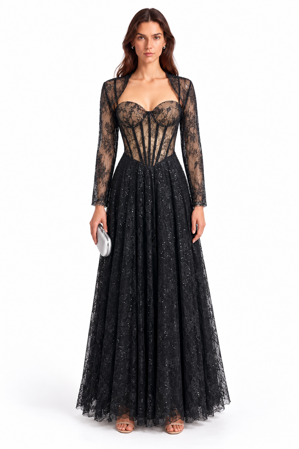 "Amara" Lace Corset Detachable Top Gown