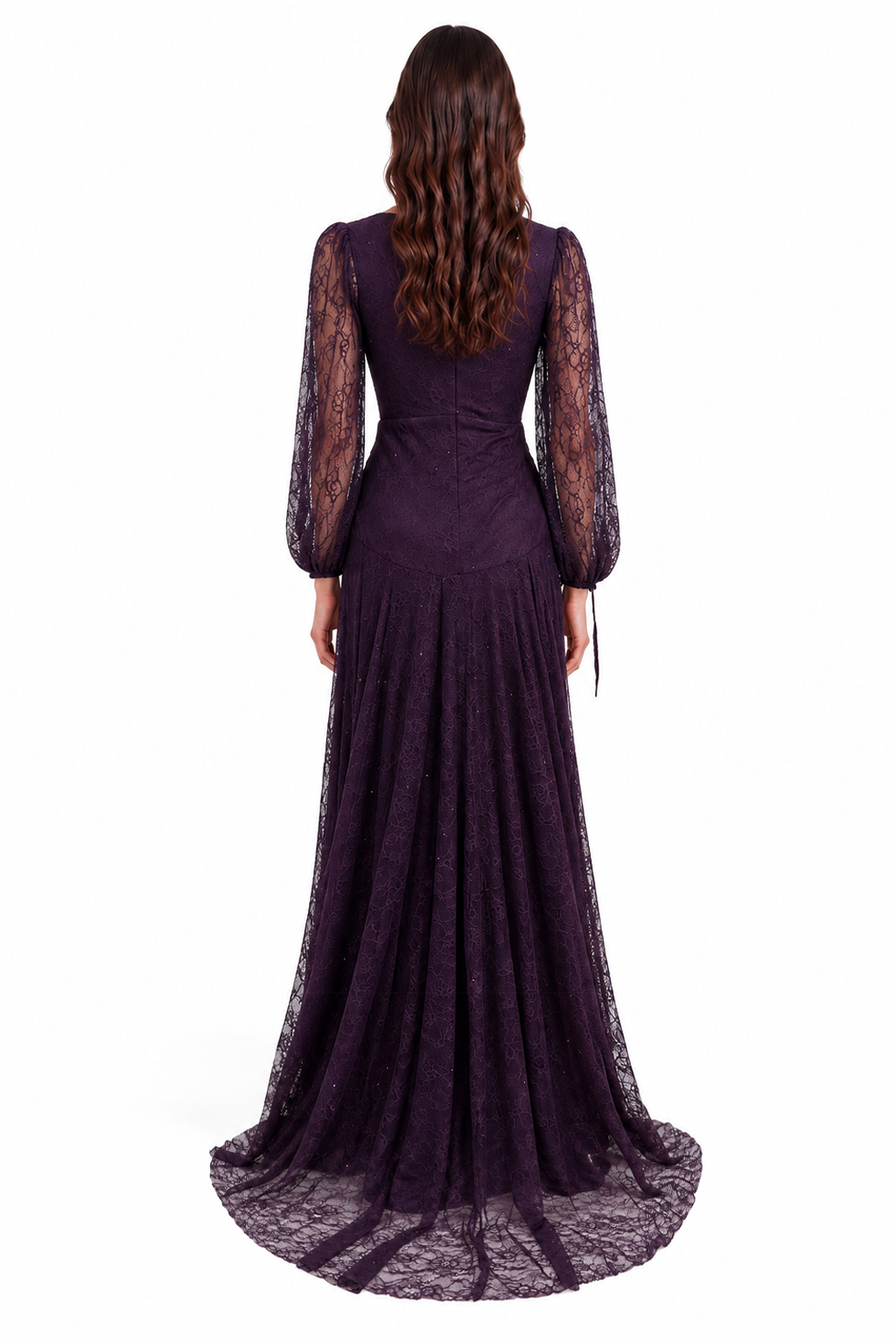 "Elara" Lace Wrap Gown with Draped Waist
