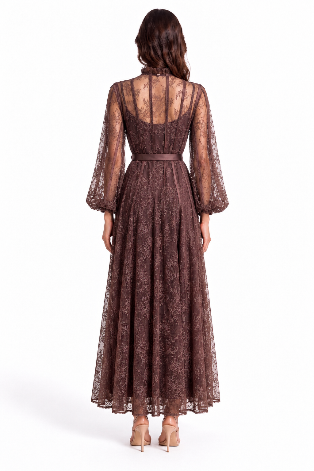 "Dahlia" Embellished High-Neck Lace Dress