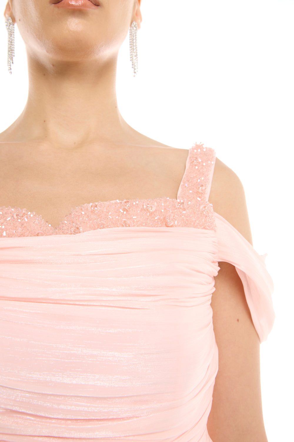 Off-Shoulder Pleated Gown