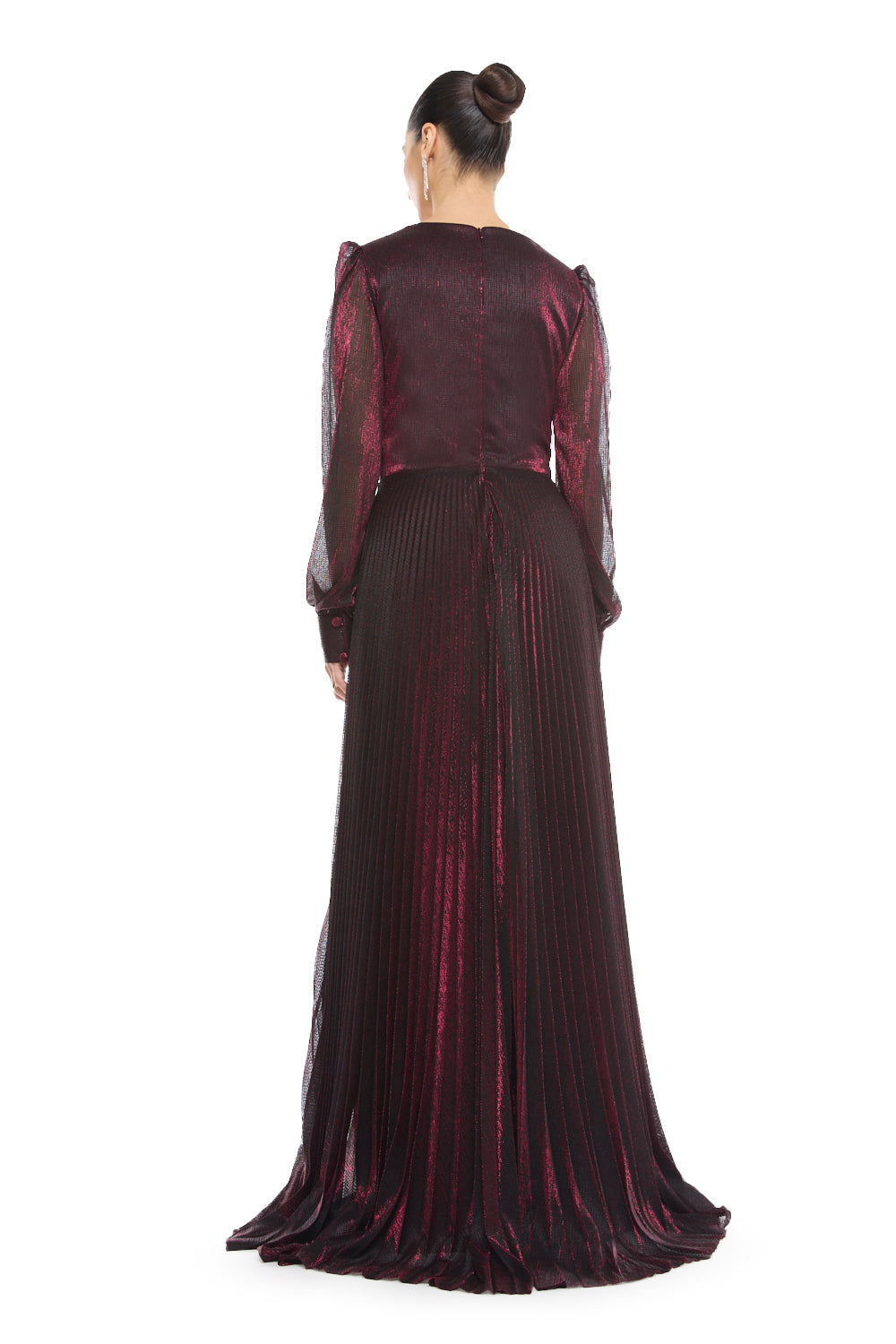 Pleated Blouson Sleeve Gown