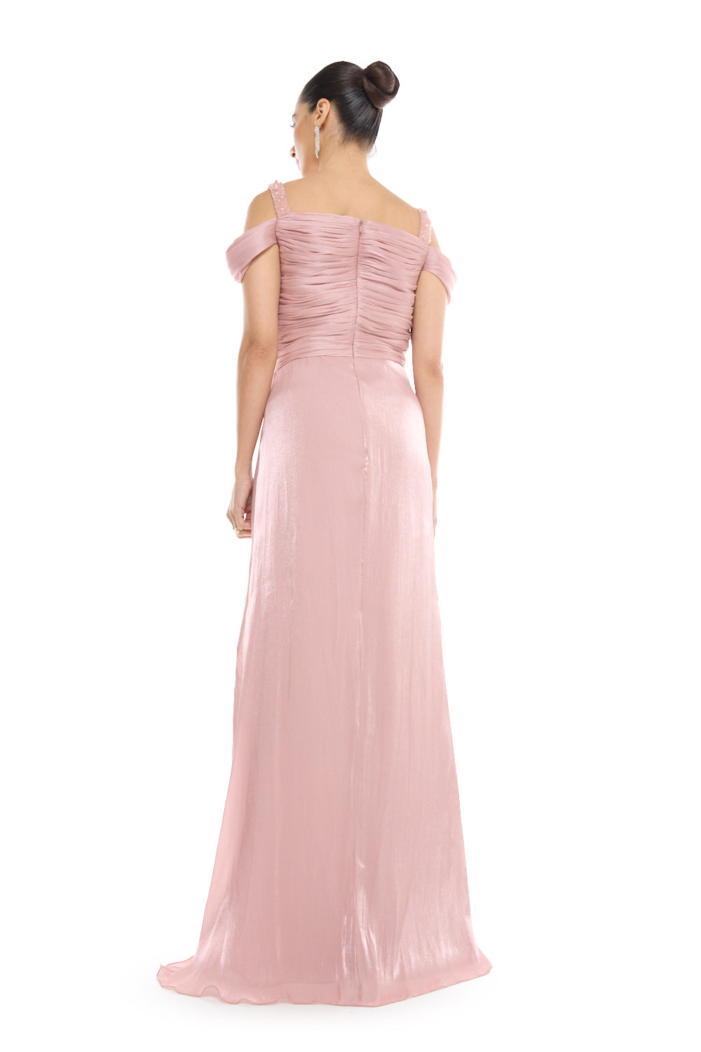 Off-Shoulder Pleated Gown
