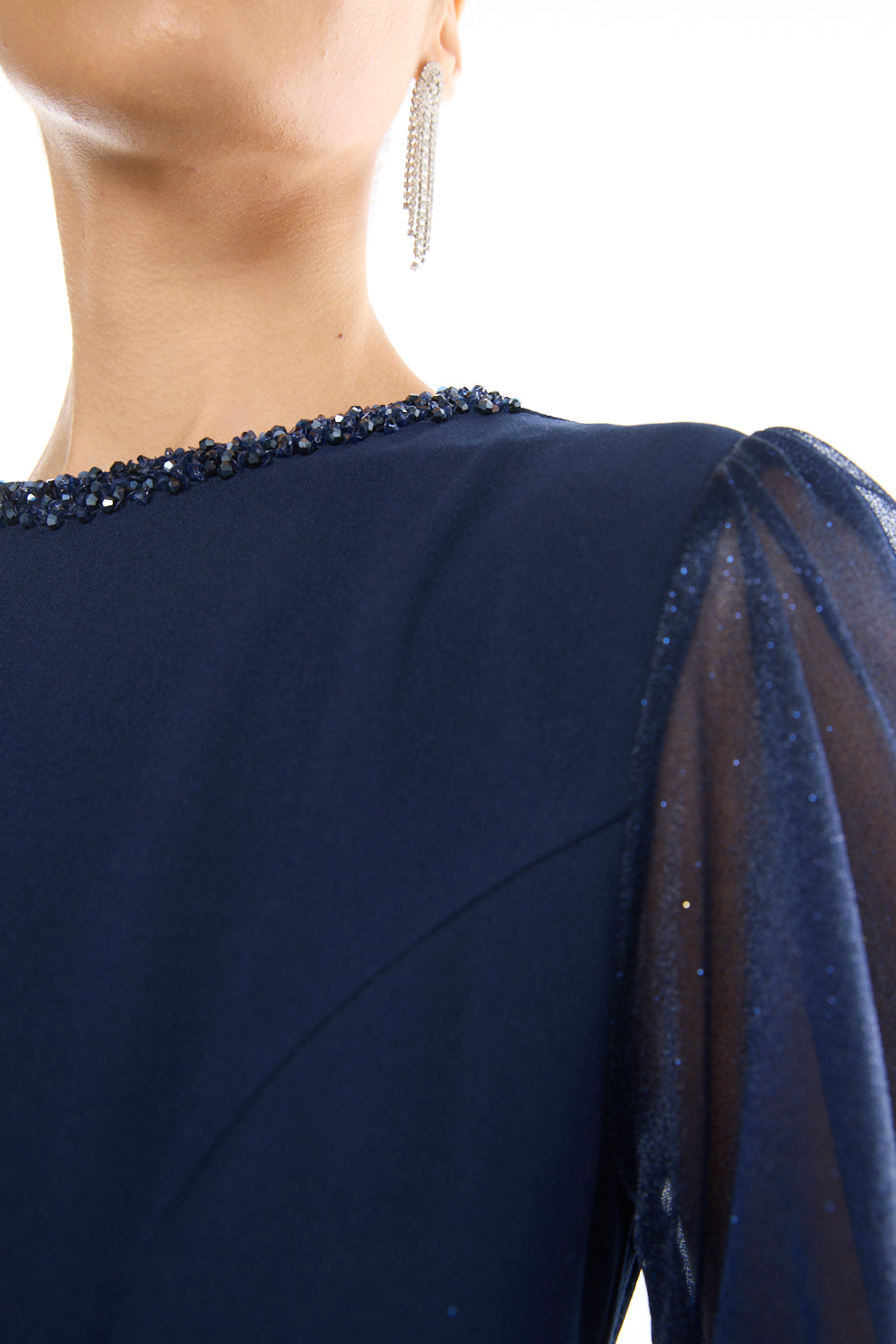 Beaded Waist Draped Gown