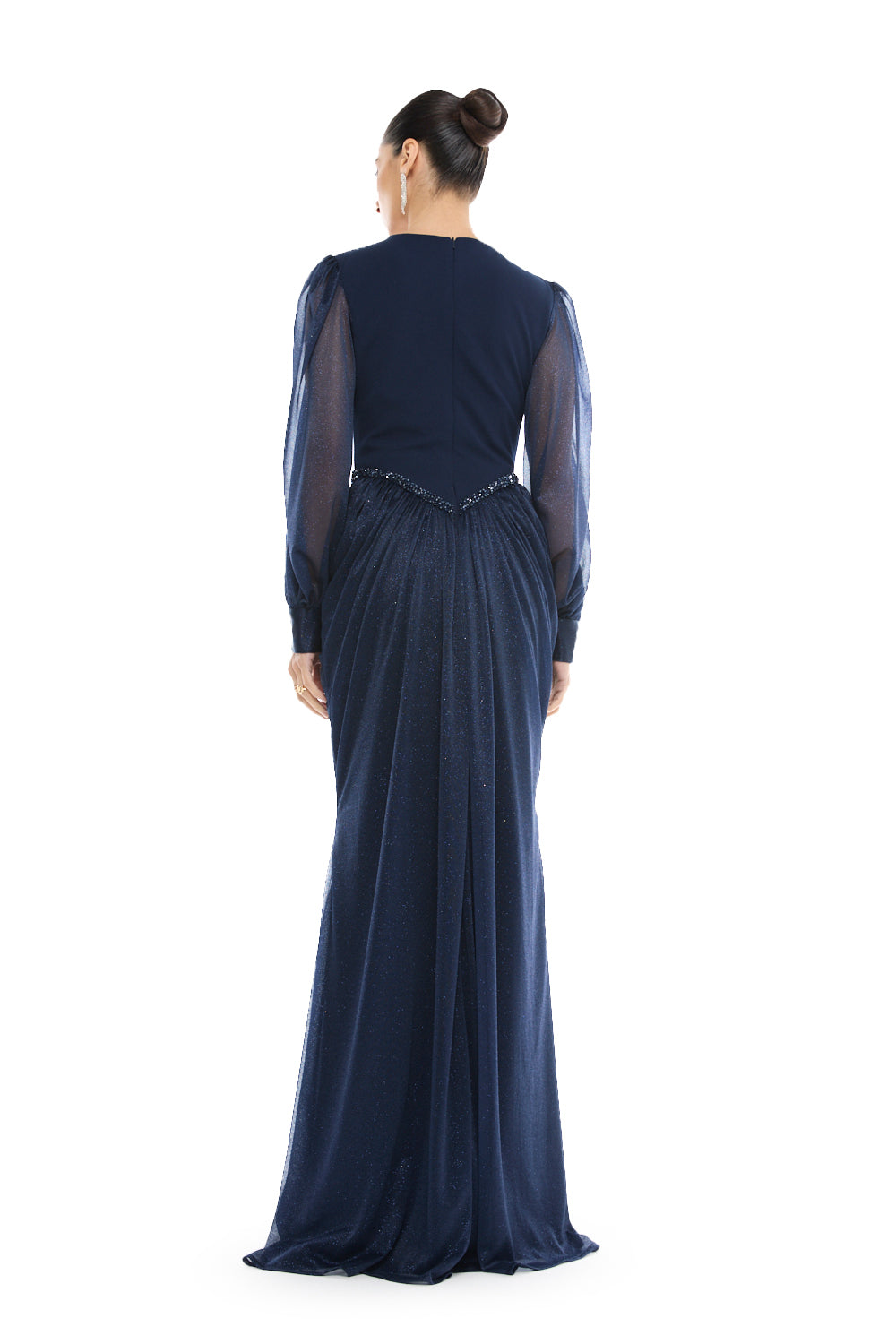 Beaded Waist Draped Gown