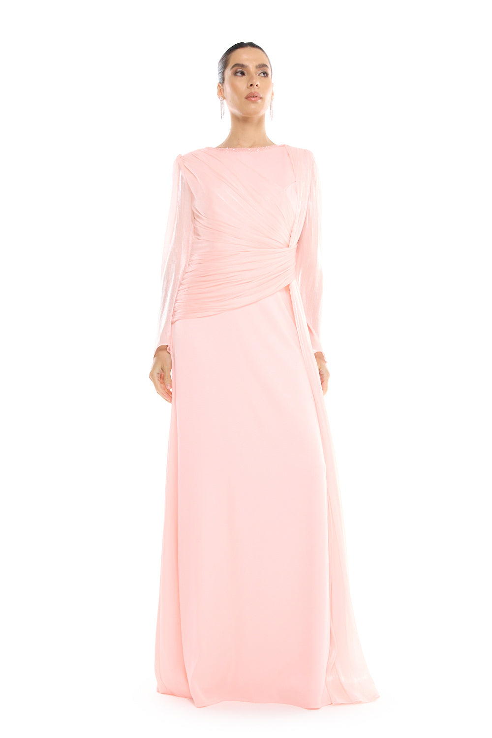 Asymmetric Draped Waist Gown