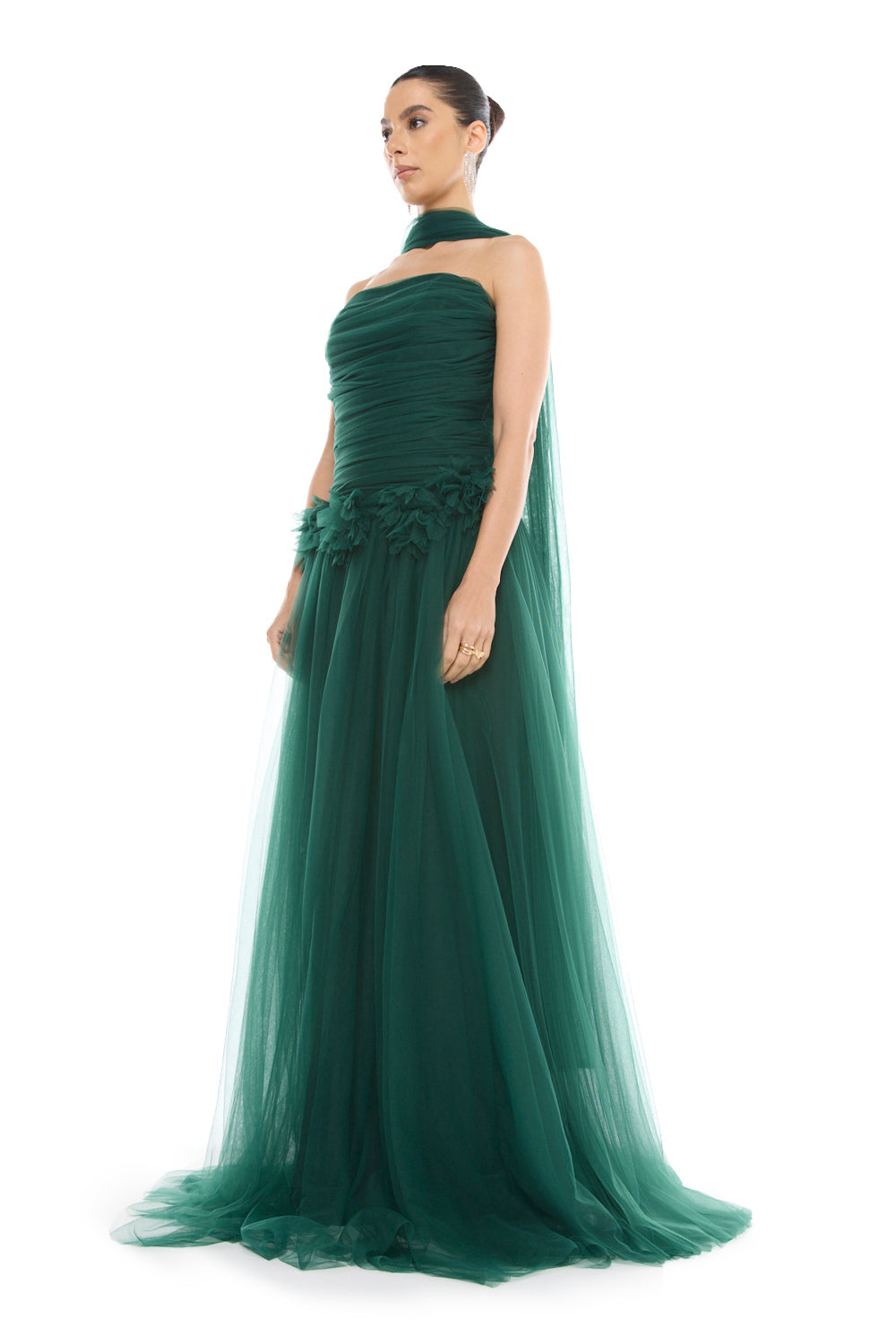 Floral Waist Halter Gown
