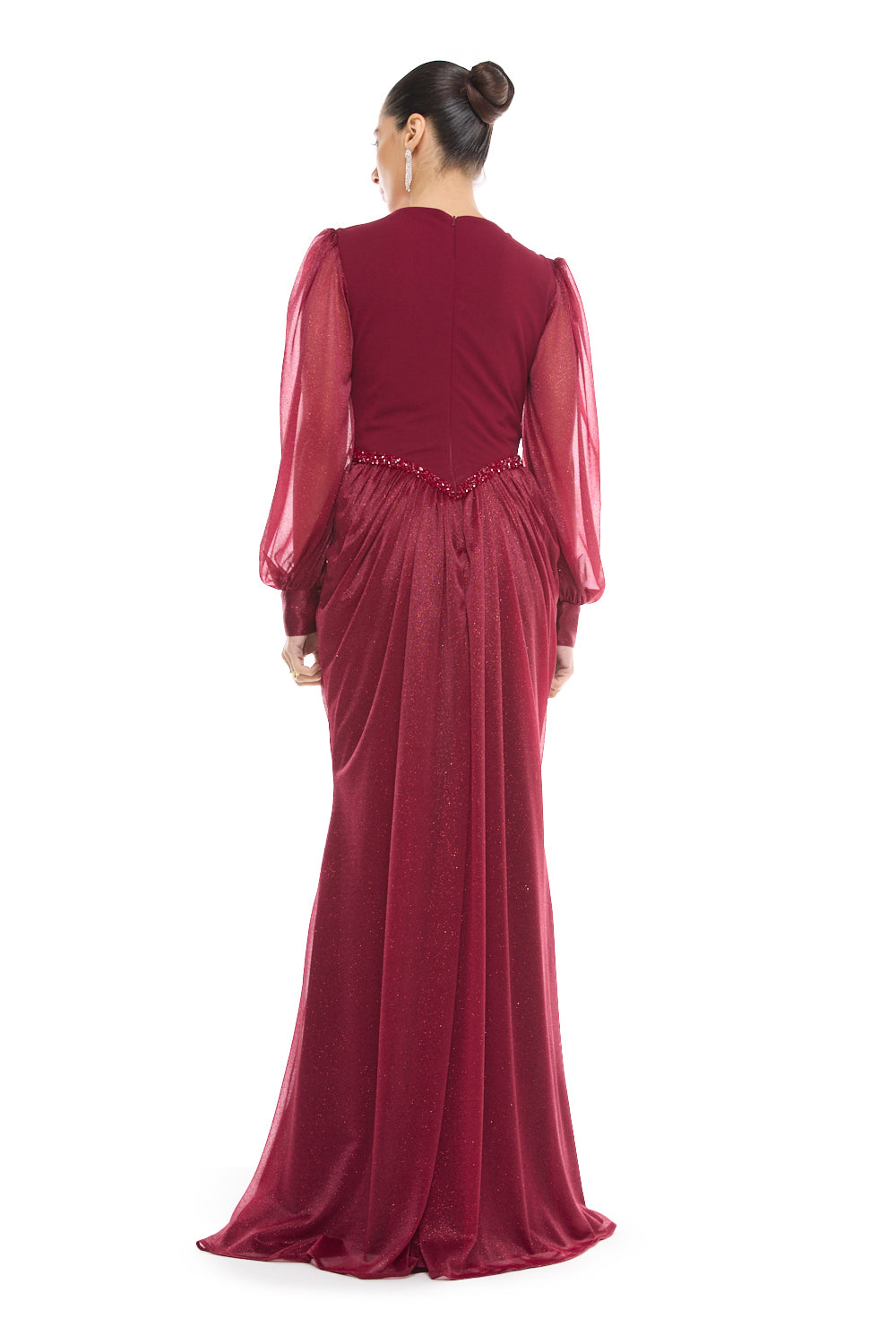 Beaded Waist Draped Gown