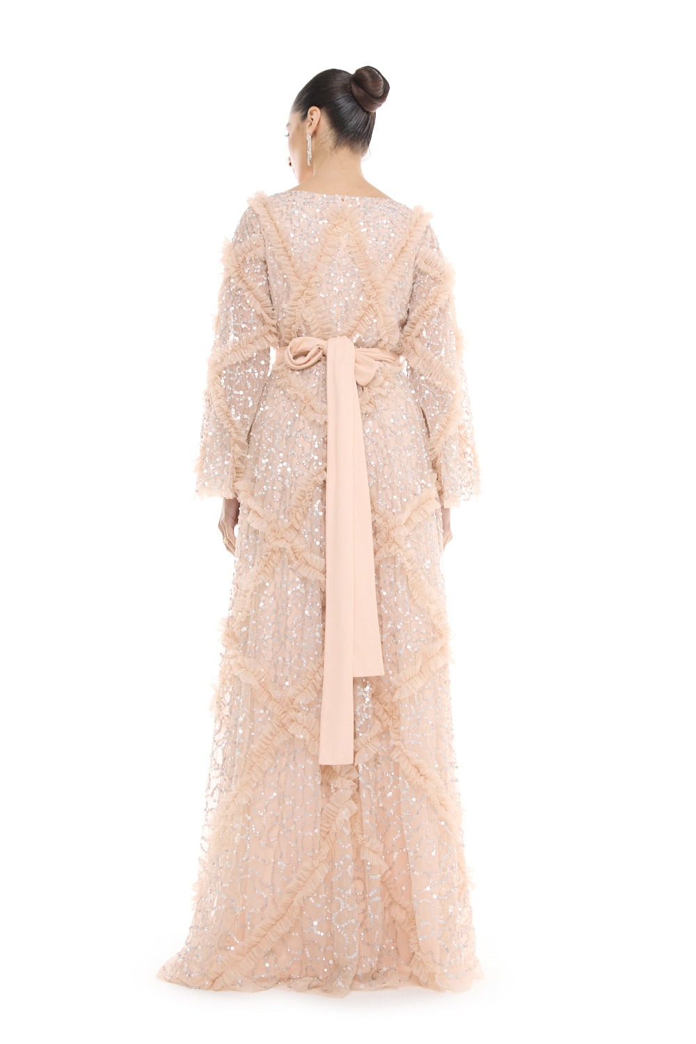Fringed Sequin Mesh Gown