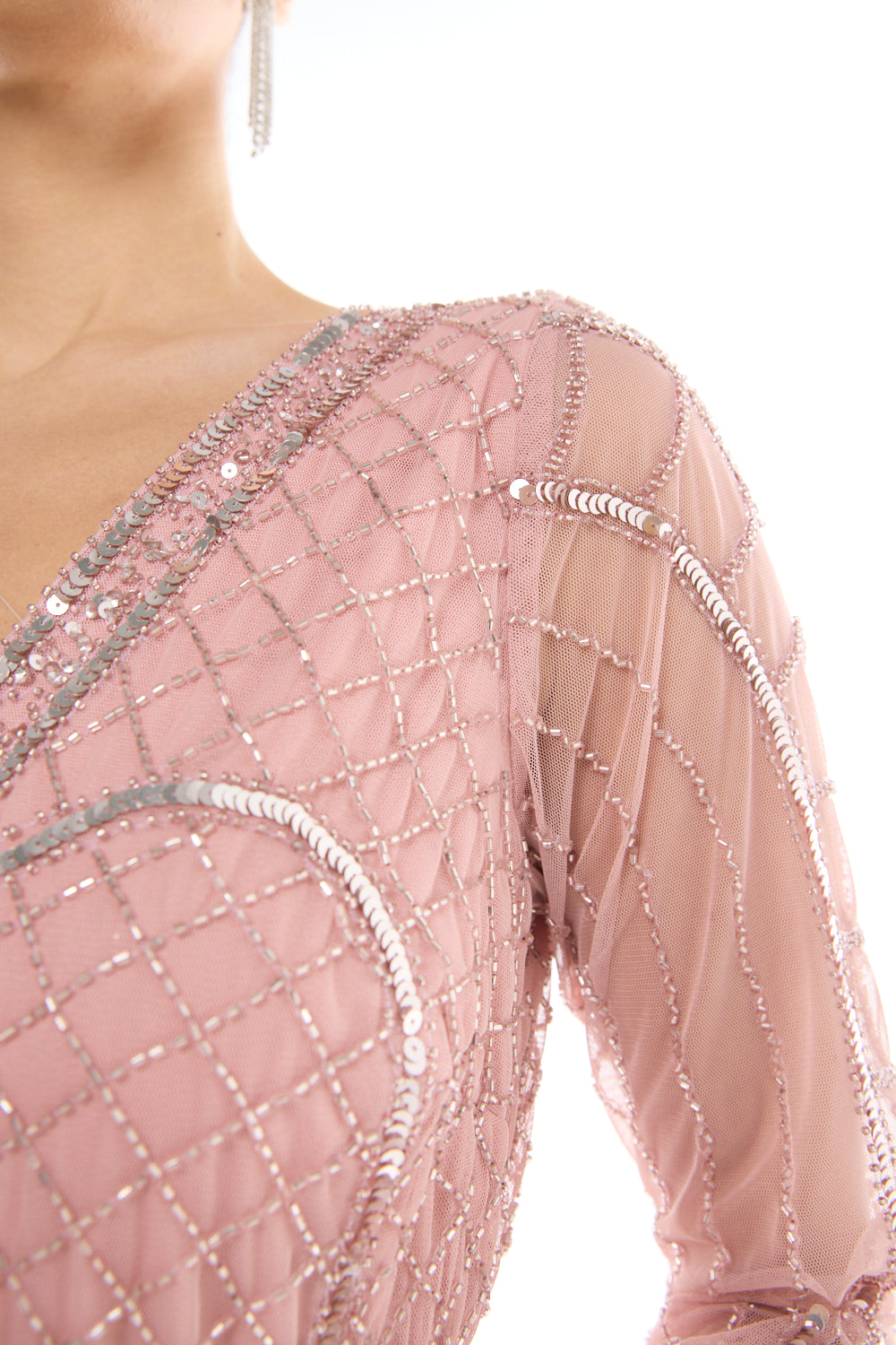 Beaded Tie Waist Gown