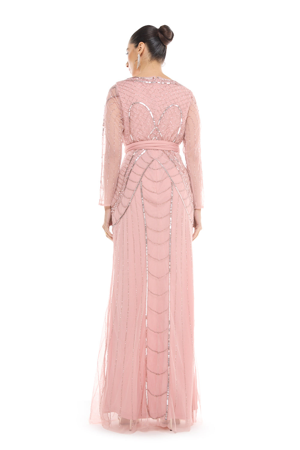 Beaded Tie Waist Gown