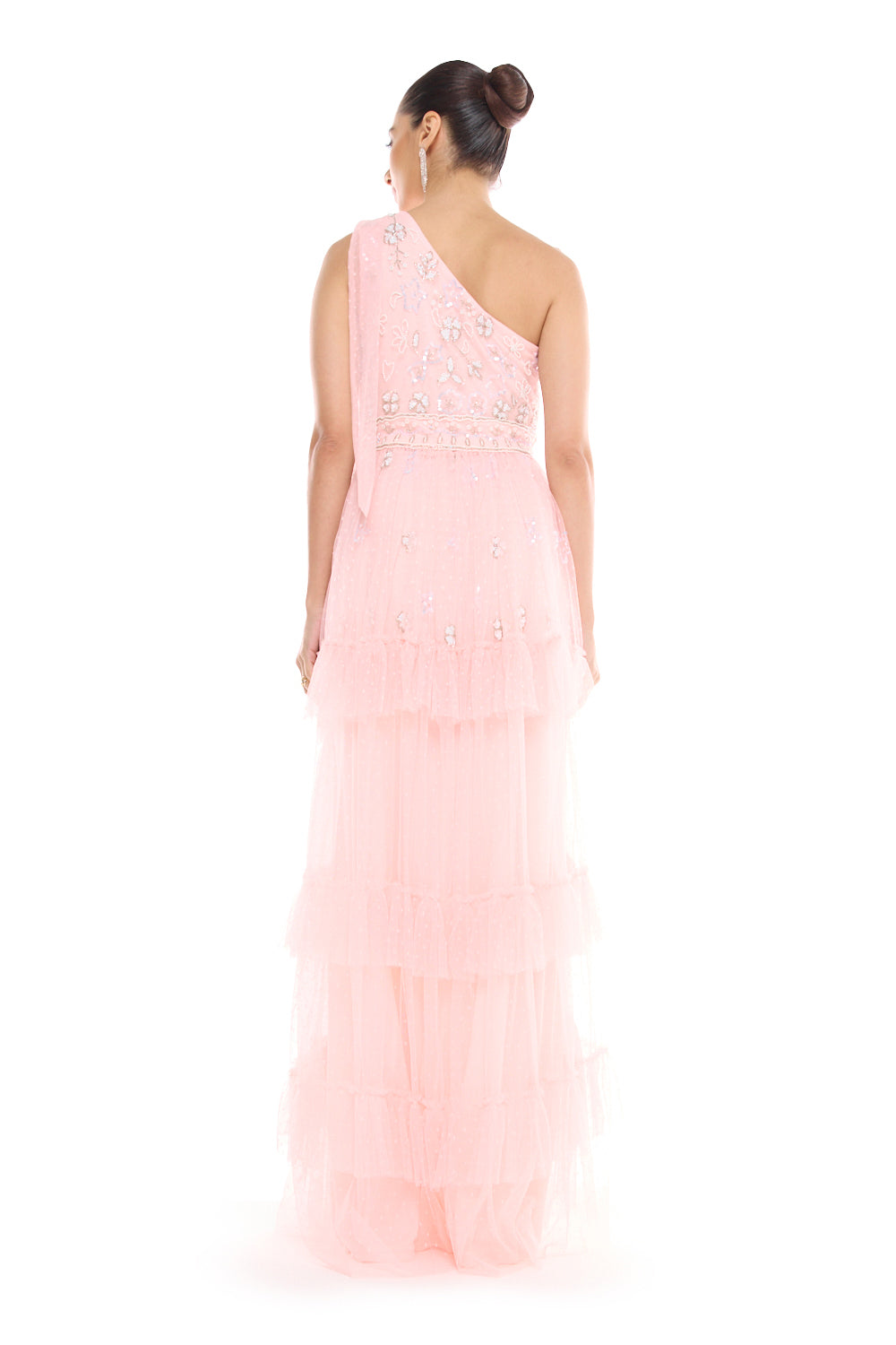 One-Shoulder Tiered Gown