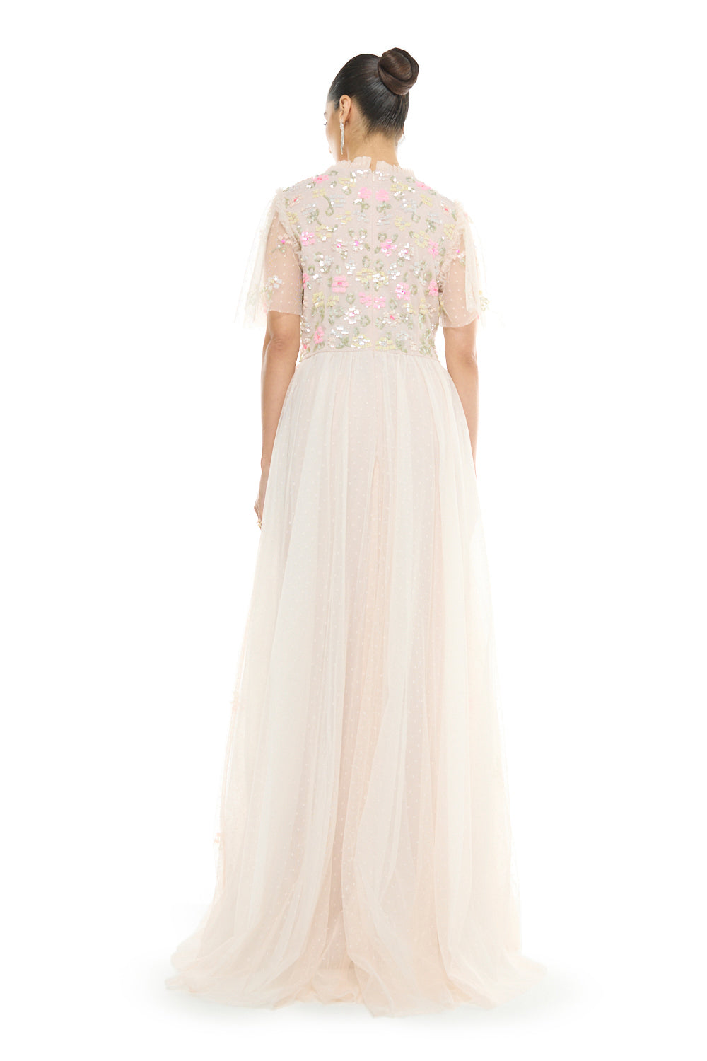 Floral Embellished Tulle Gown