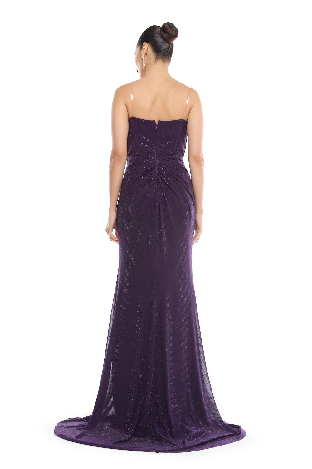 Strapless Draped Slit Gown