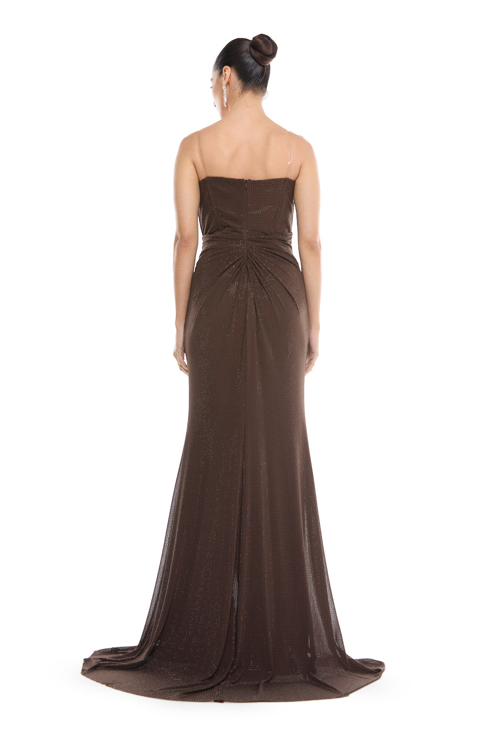 Strapless Draped Slit Gown