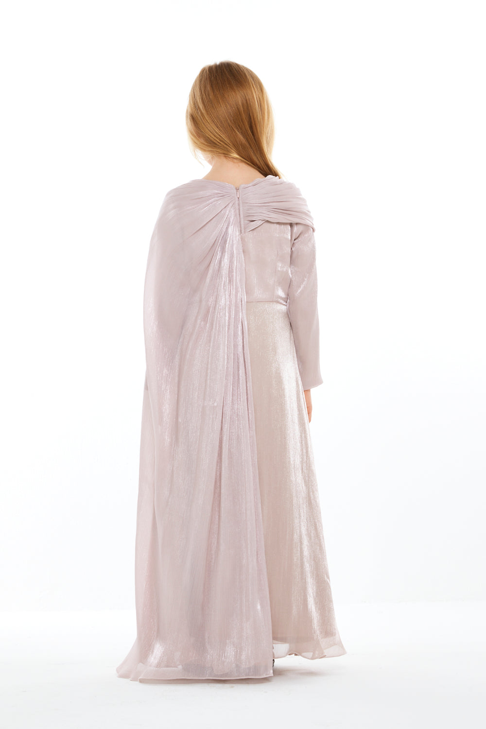 Jeweled Drape Cape Gown