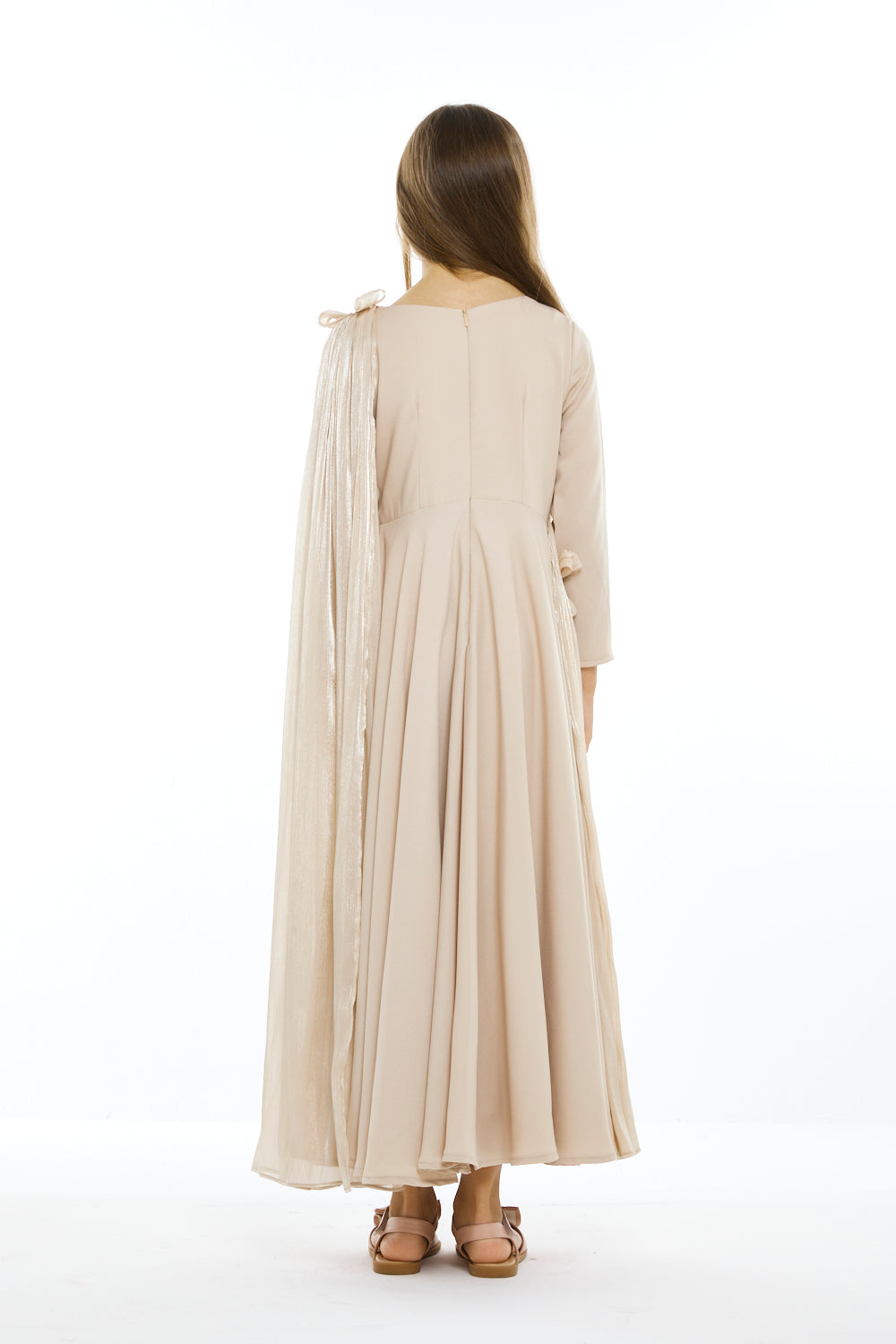 Floral Drape Cape Gown