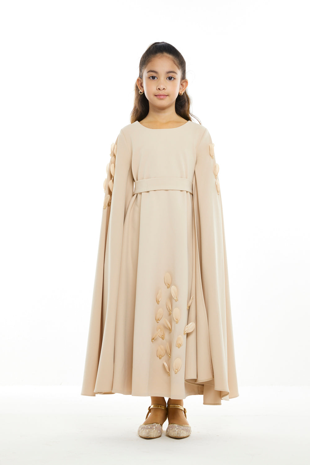 Petal Appliqués Cascade Cape Dress