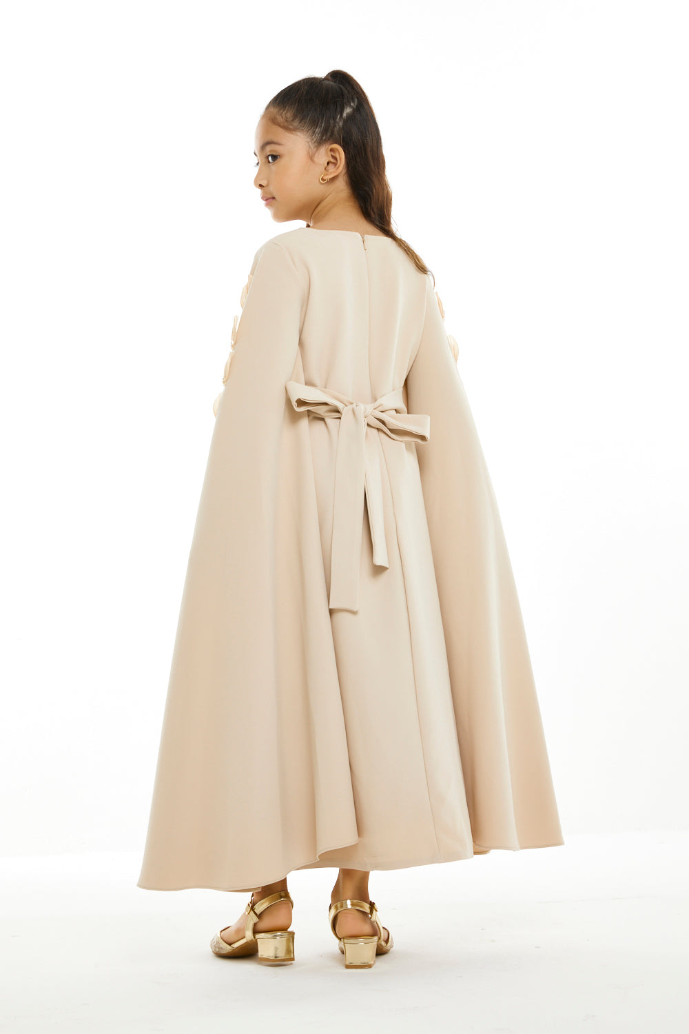 Petal Appliqués Cascade Cape Dress