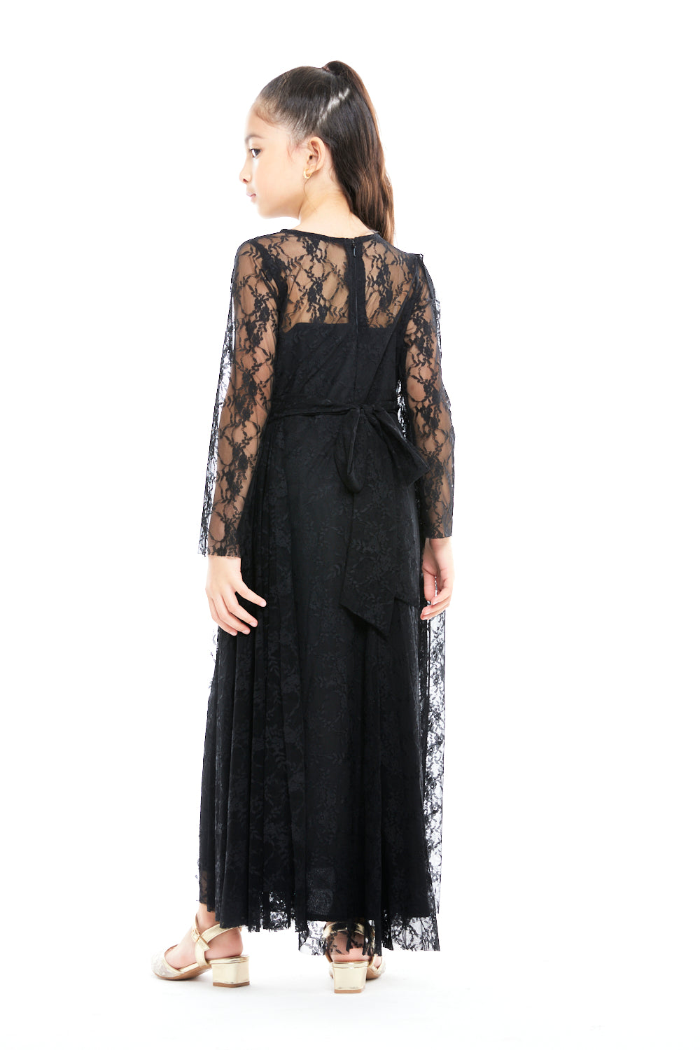 Midnight Lace Drape Gown