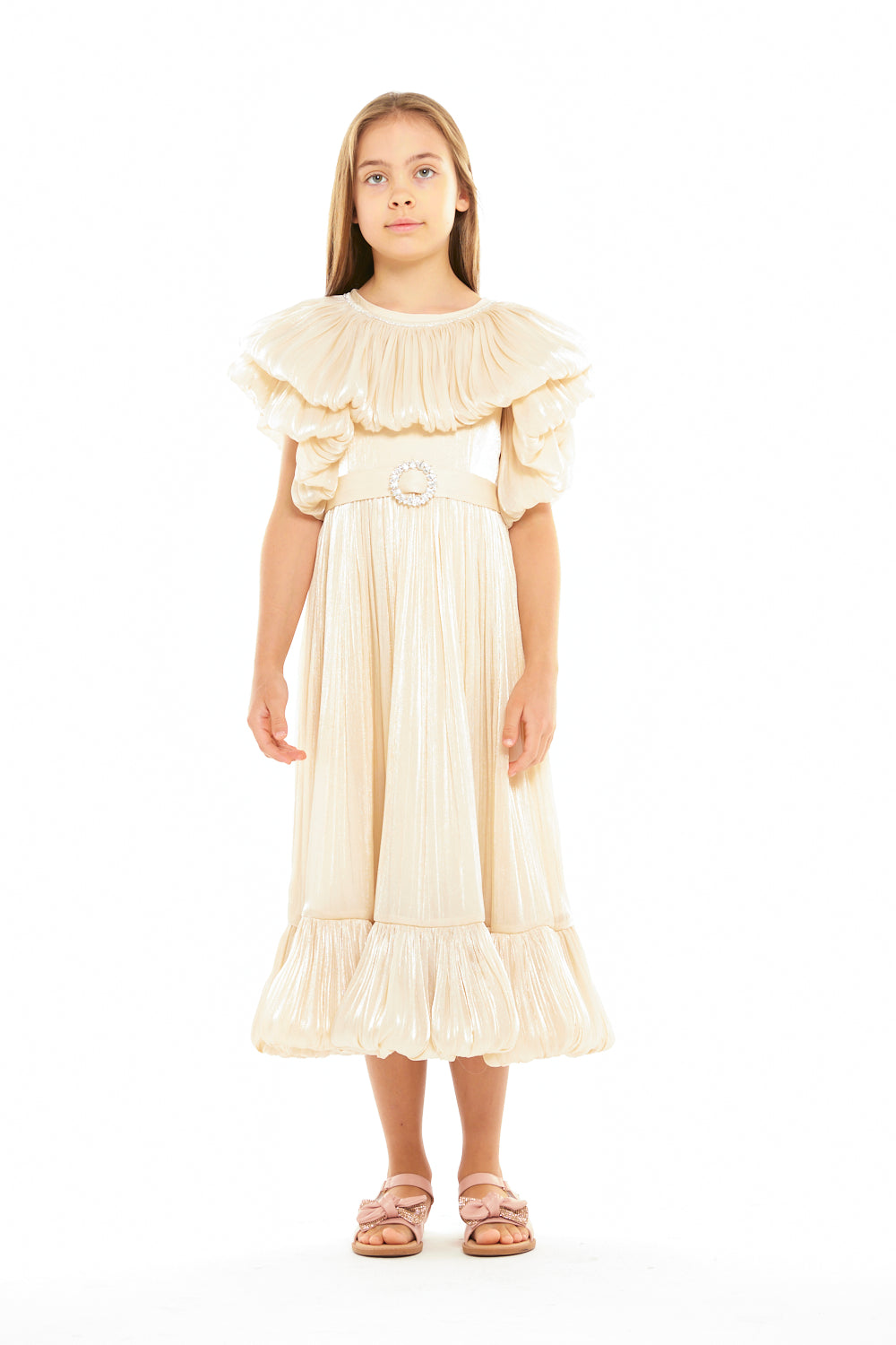 Ruffle Collar Shimmer Dress