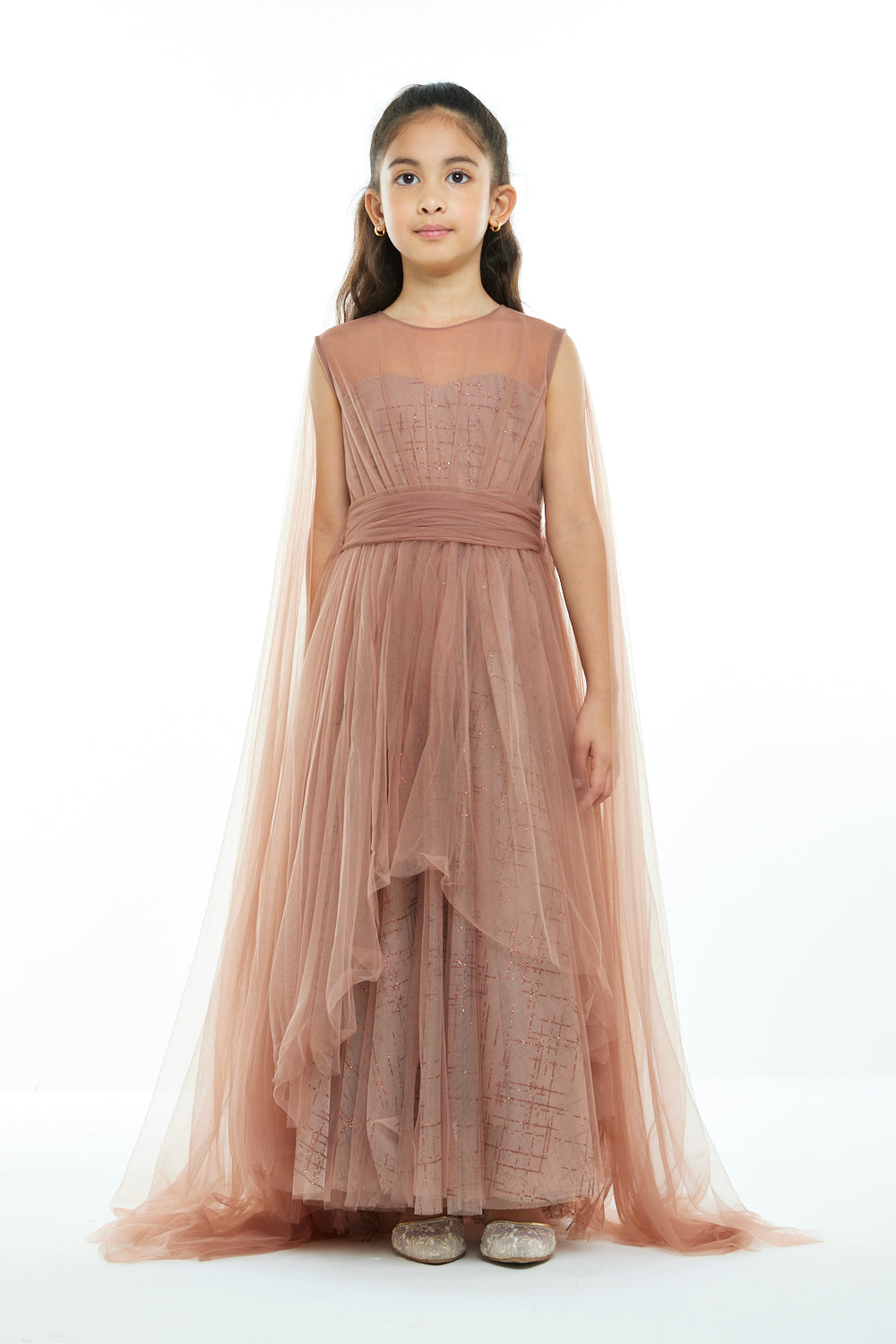 Gilded Veil Cape Gown