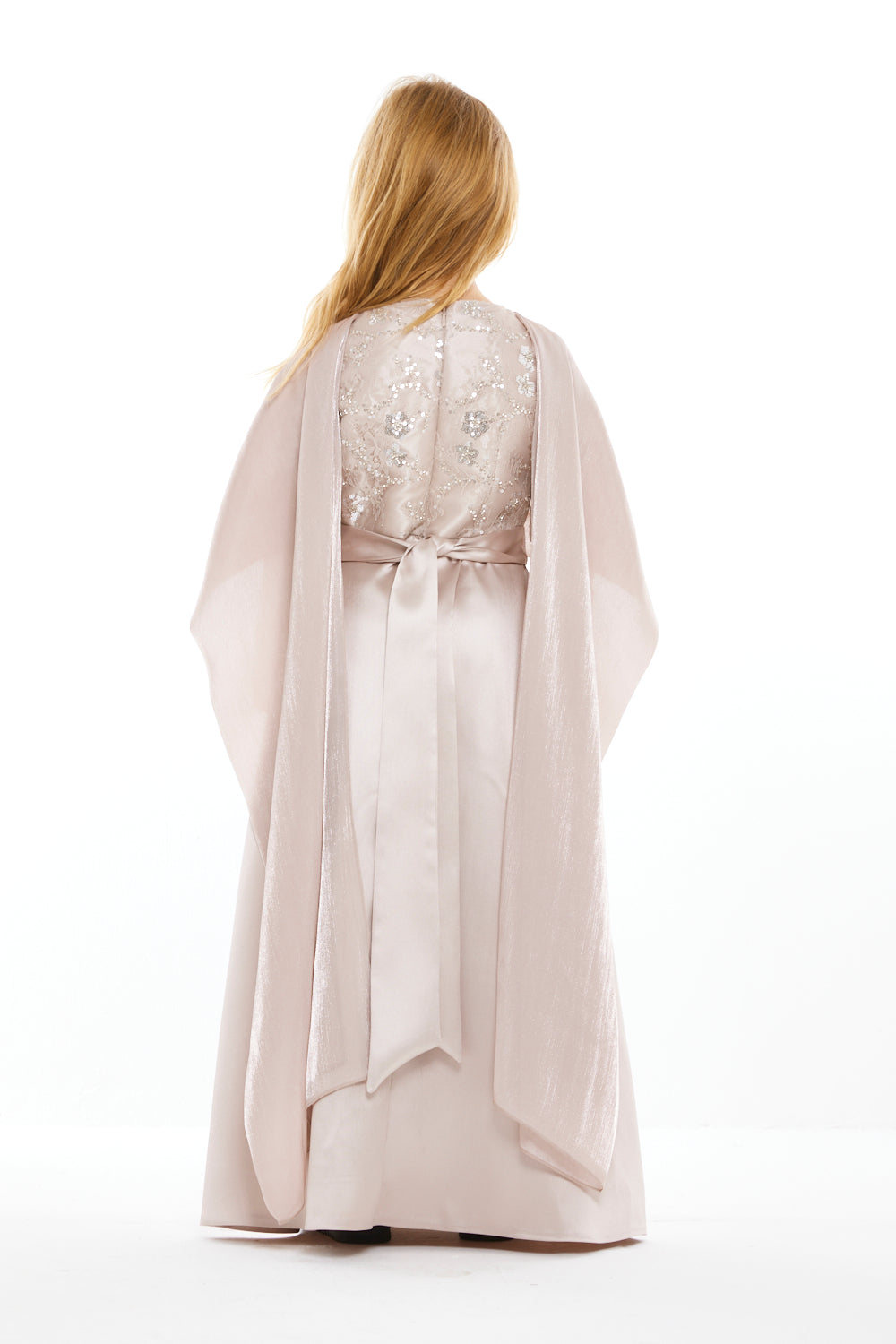 Twisted Cape Embellished Gown
