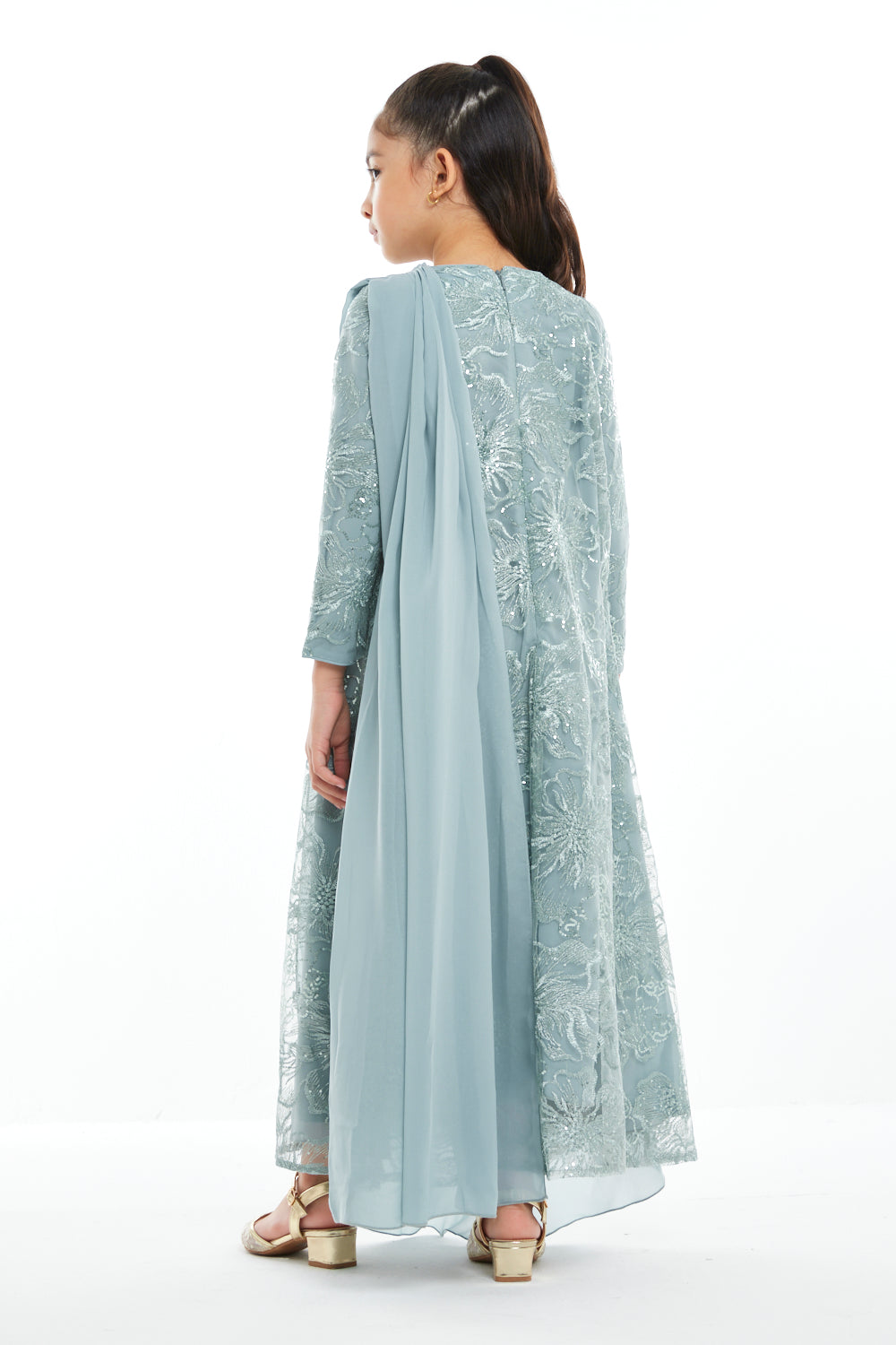 Embroidered Bloom Cape Dress
