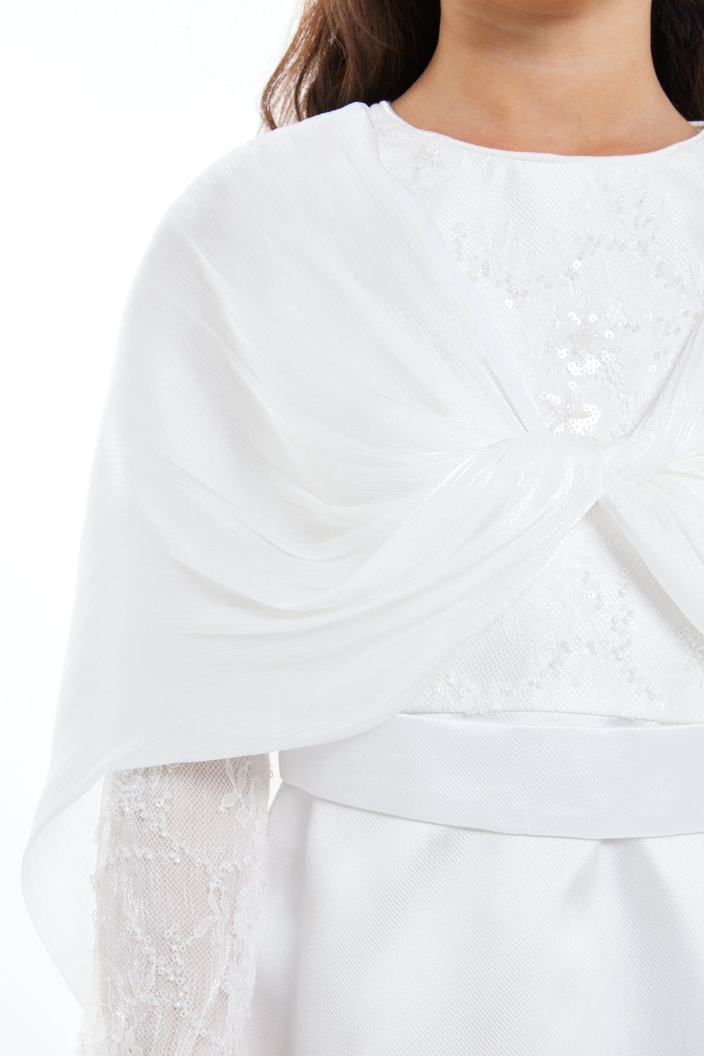 Twisted Cape Embellished Gown