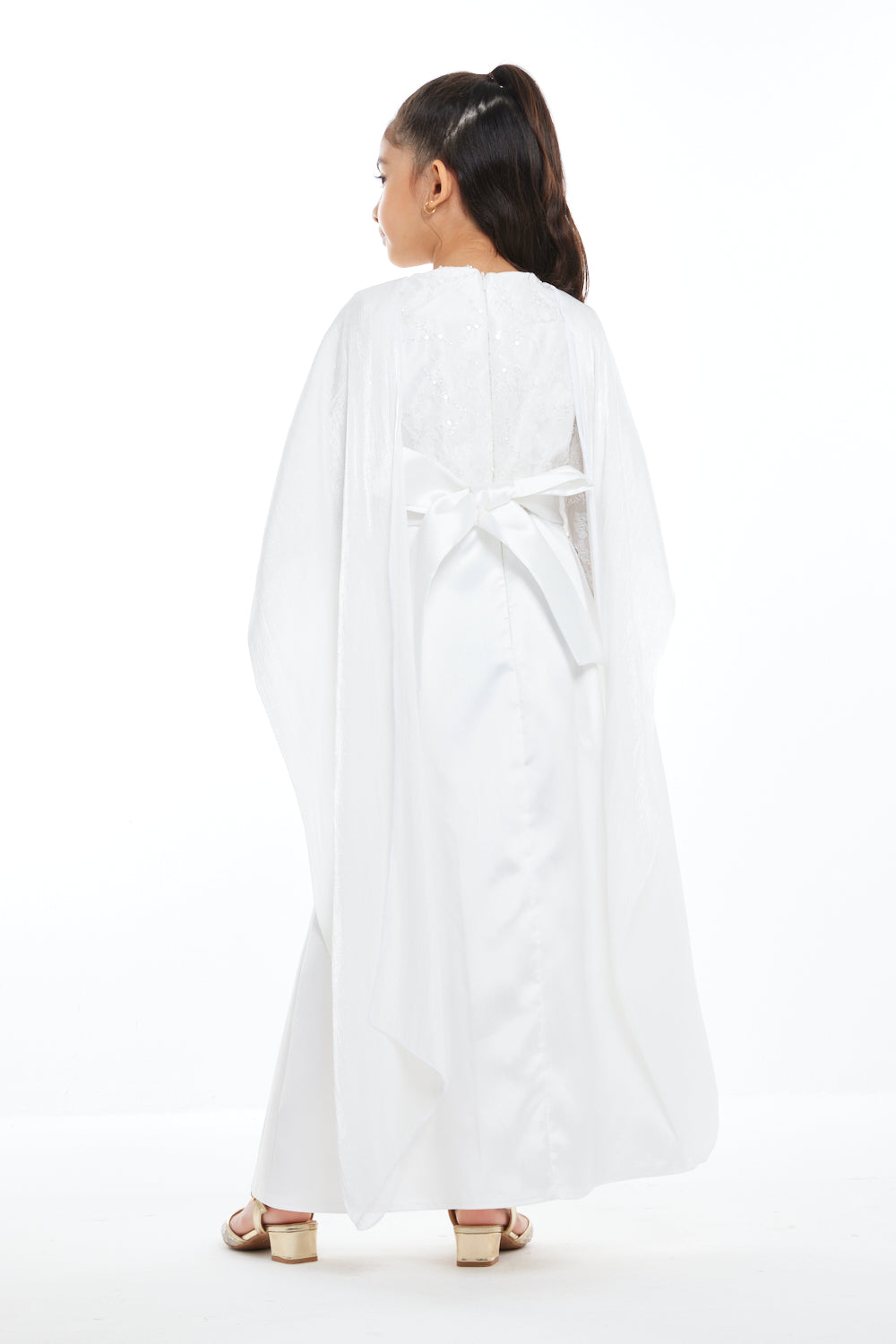Twisted Cape Embellished Gown
