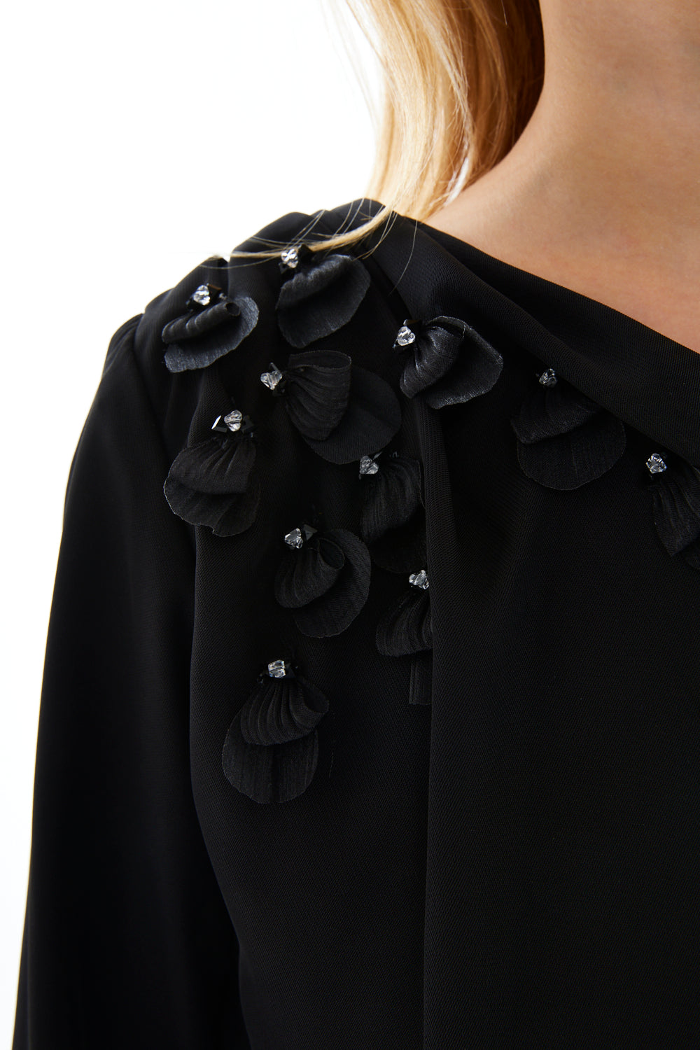 Midnight Bloom Cape Gown