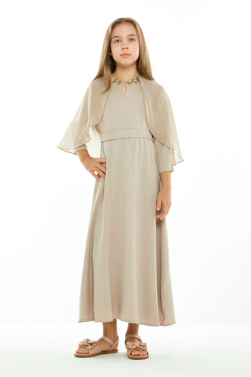 Midnight Sapphire Cape Dress
