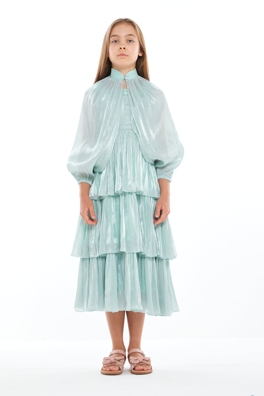 Lustre Cape Tiered Dress