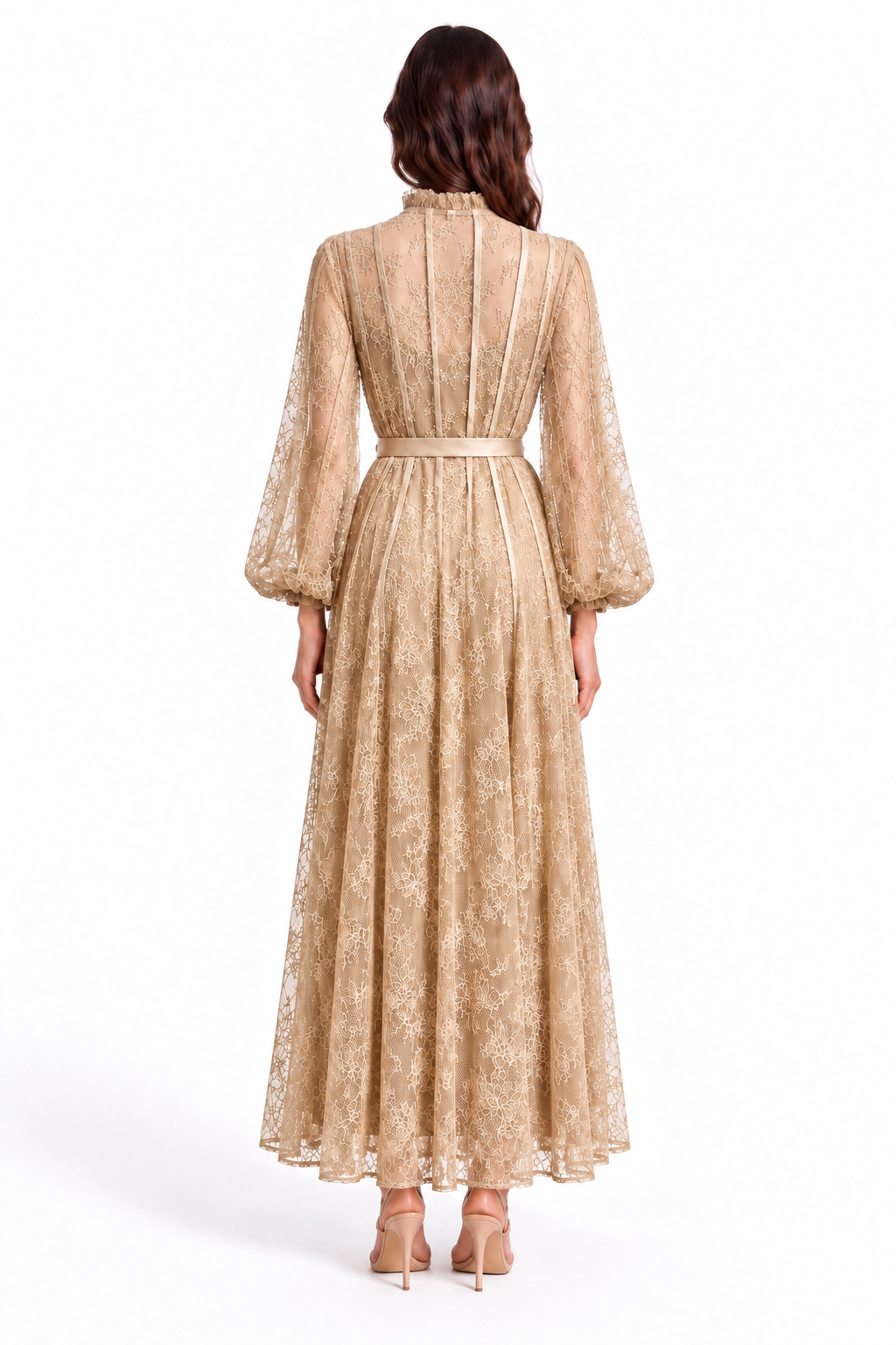 "Dahlia" Embellished High-Neck Lace Dress