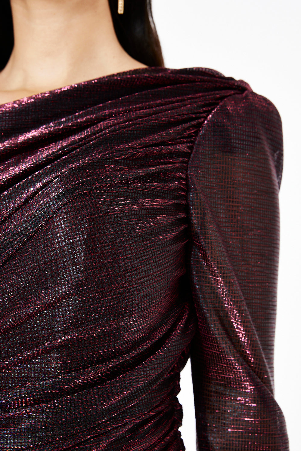 Asymmetric Ruched Column Gown