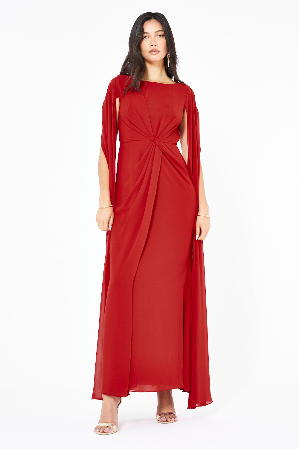 Draped Twisted Cape Gown