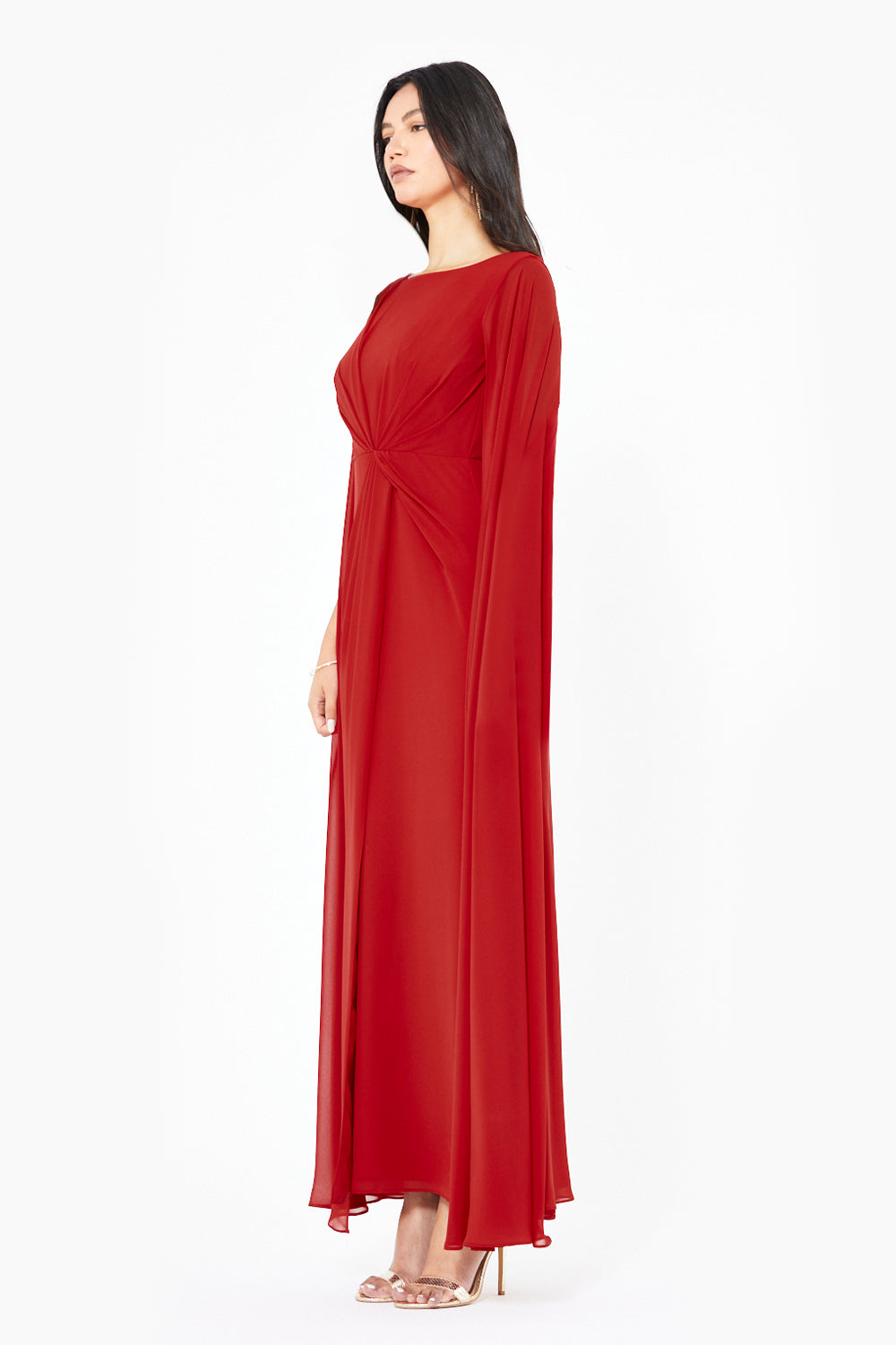 Draped Twisted Cape Gown
