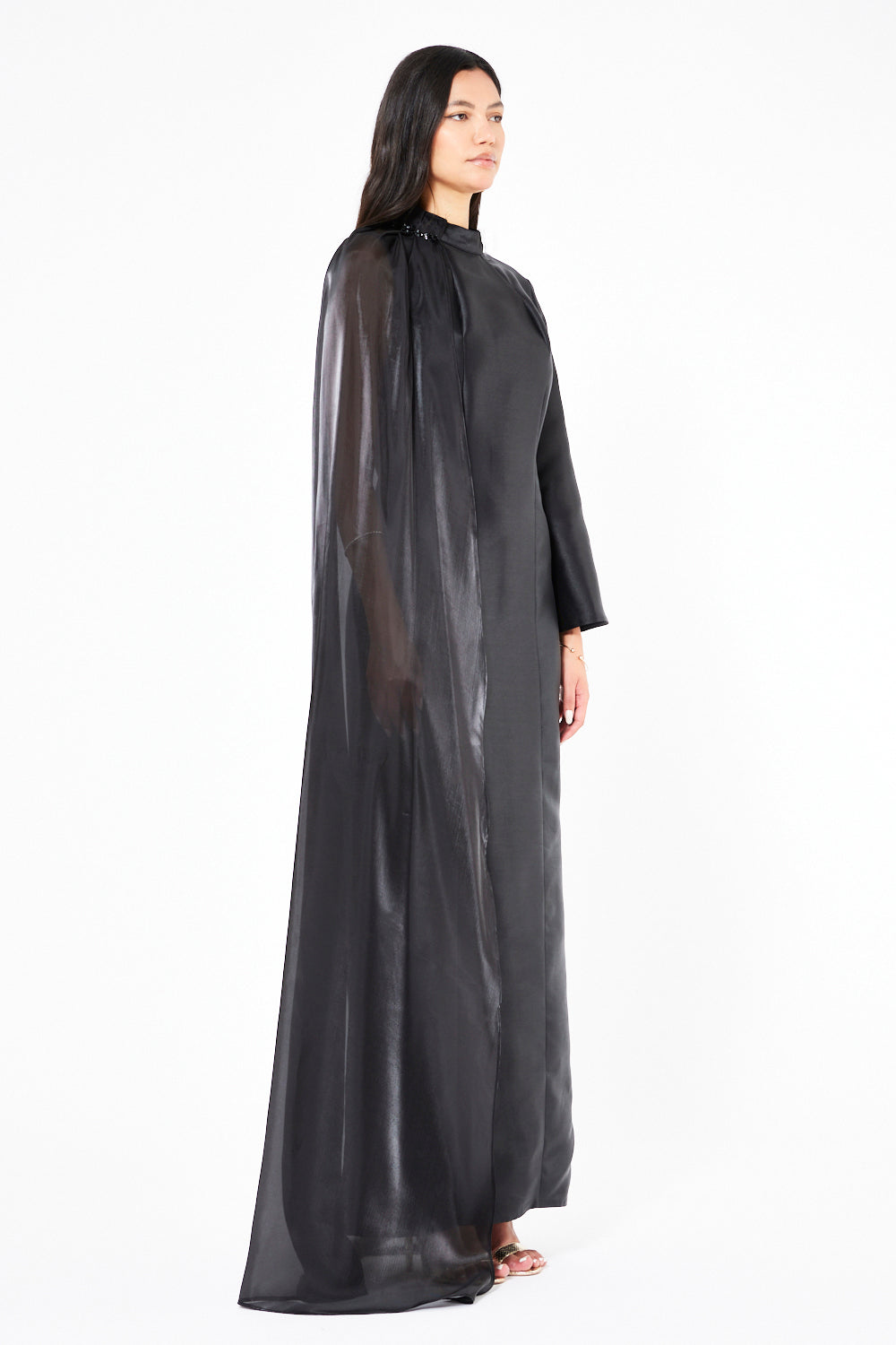 High Neck Cape Panel Gown