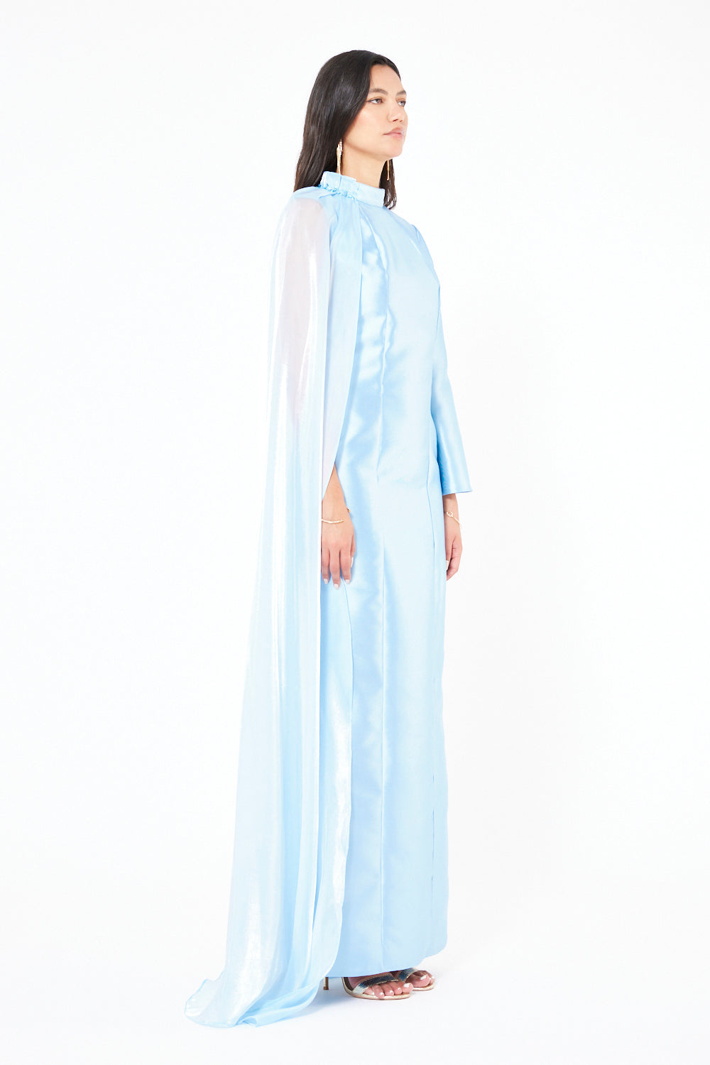 High Neck Cape Panel Gown