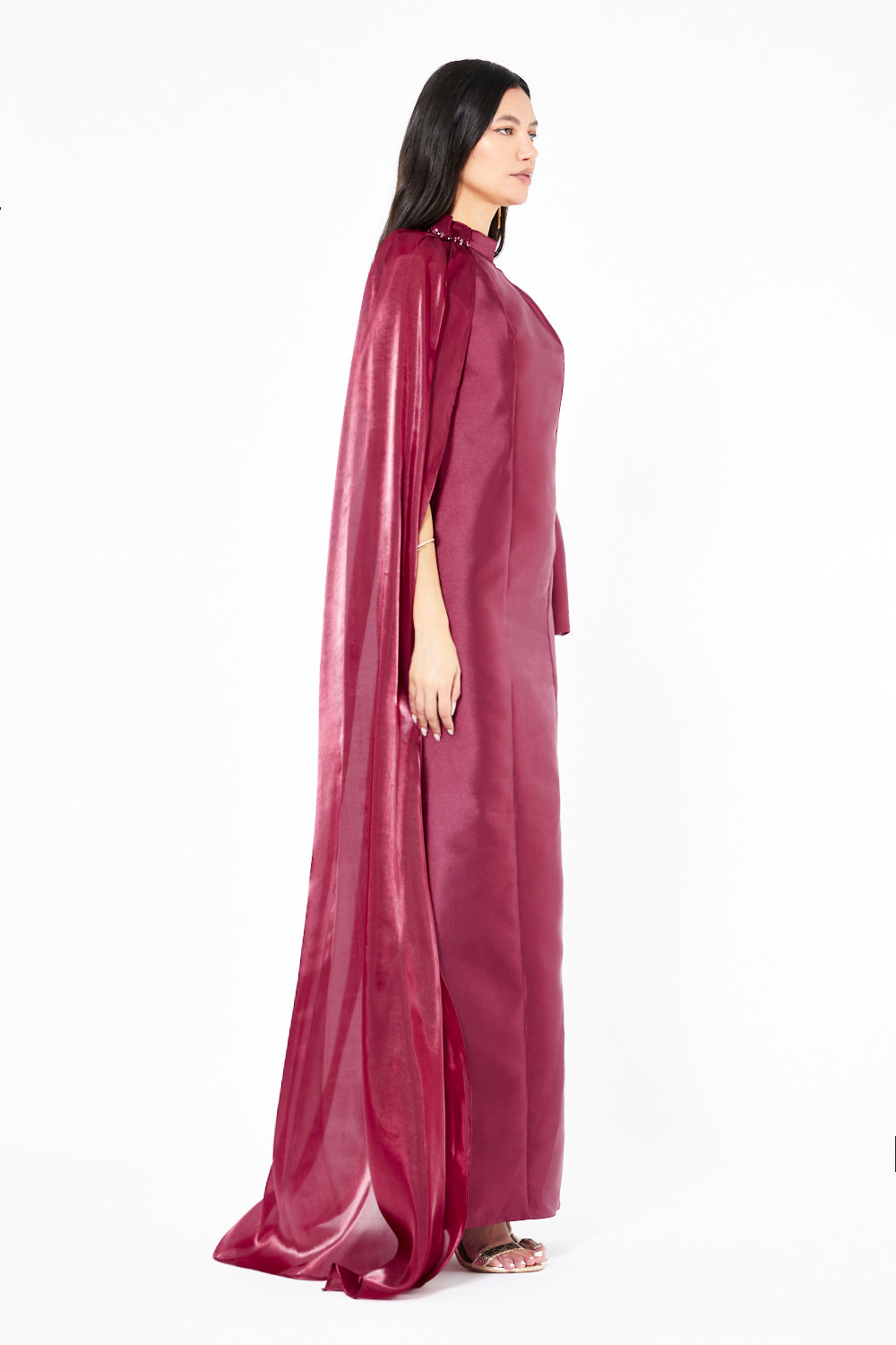 High Neck Cape Panel Gown