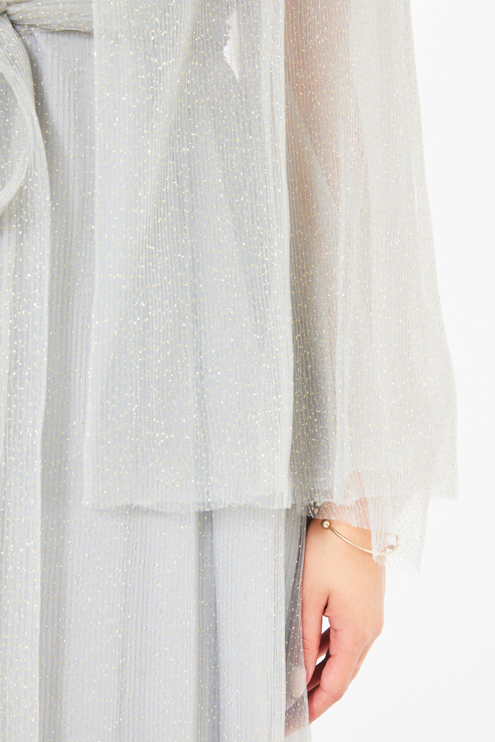 Sheer Cape Belted Gown