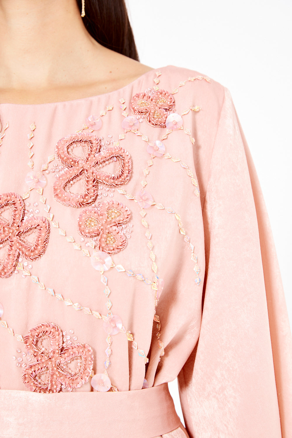 Embellished Belted Straight Gown