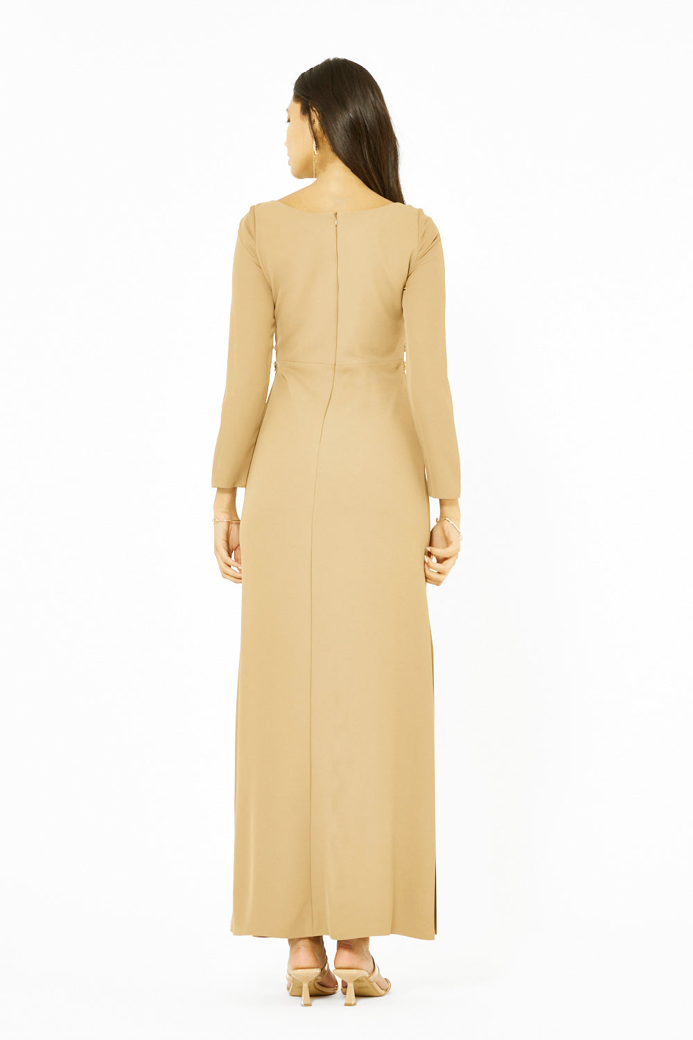 Crystal Waist Detail Column Gown