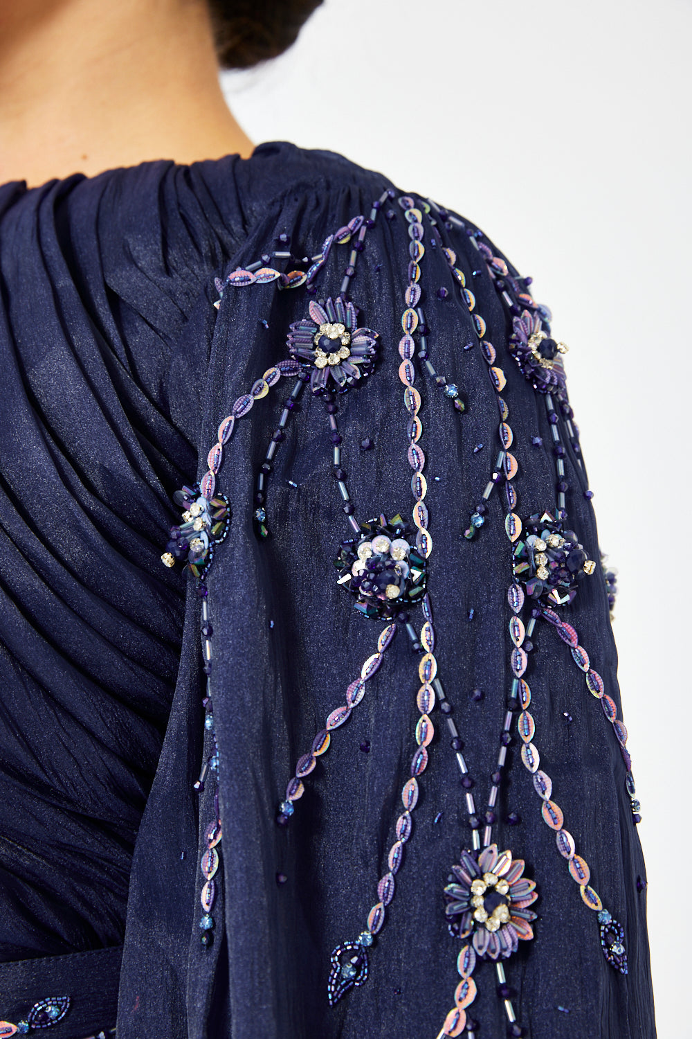 Ruched Bodice Balloon Sleeve Gown