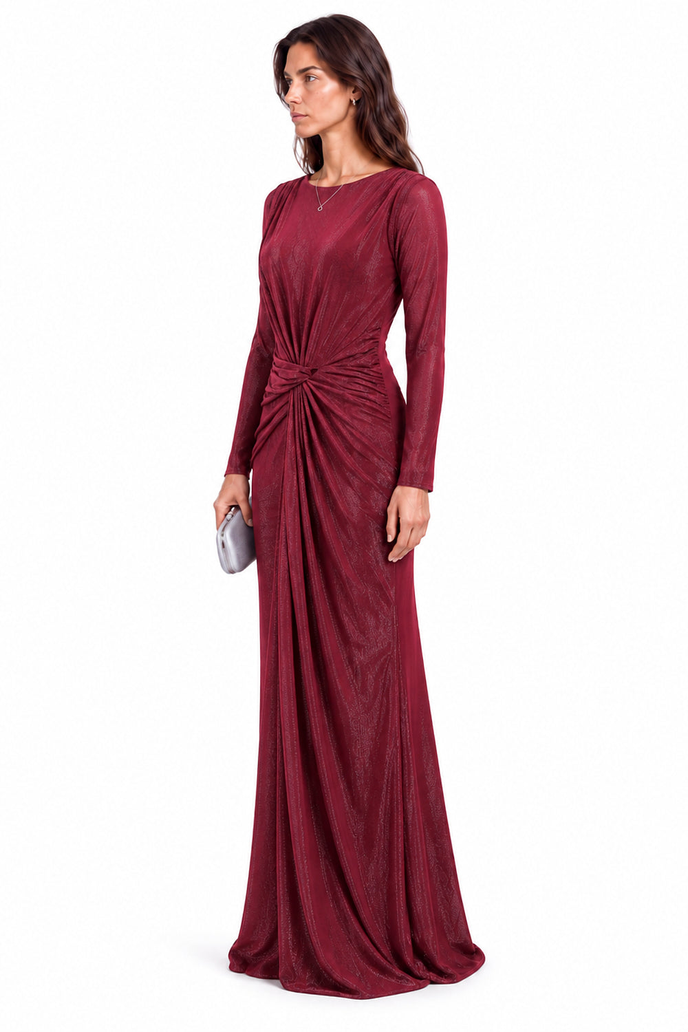 "Ayla" Knotted Shimmer Jersey Dress
