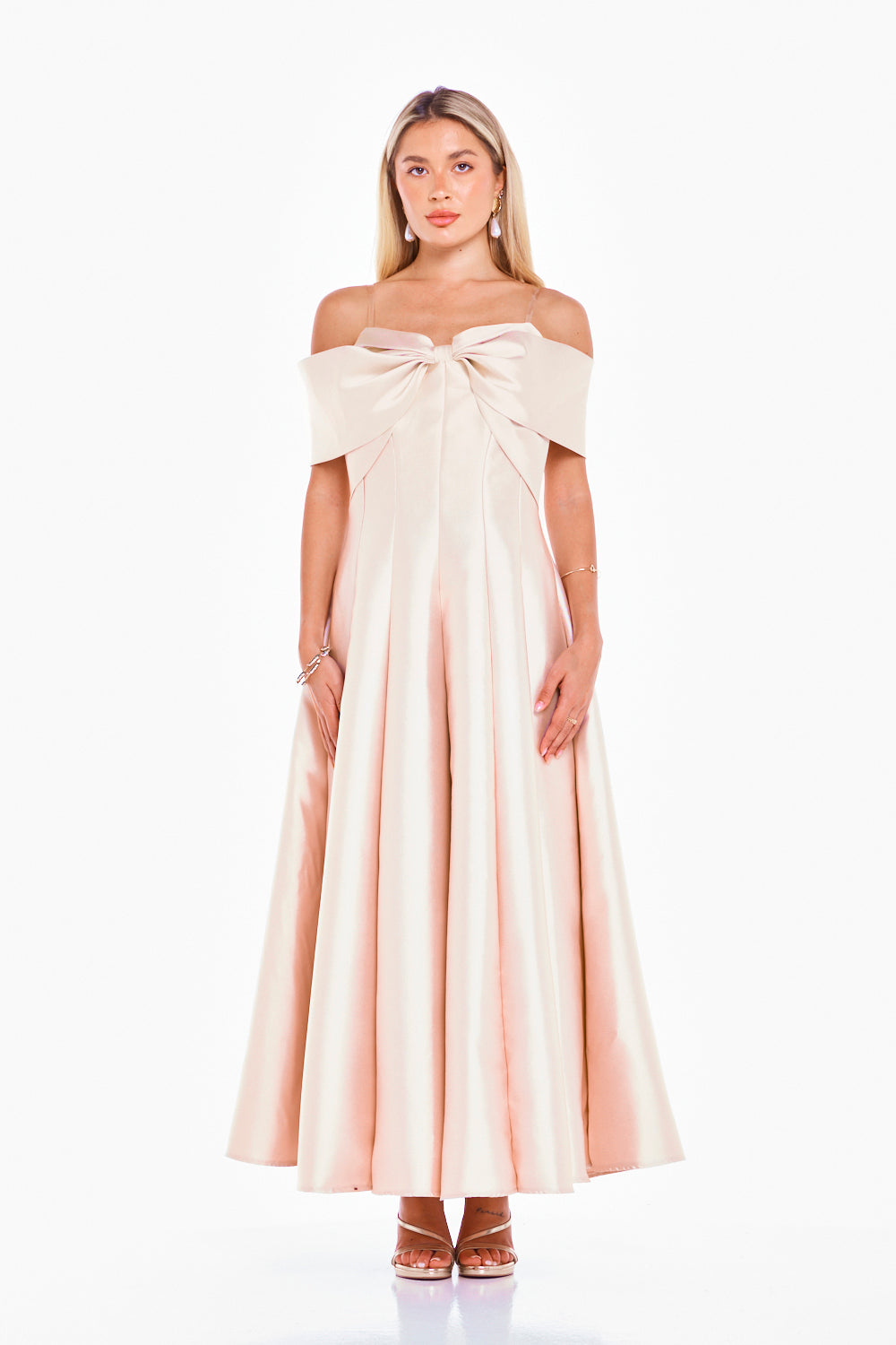 Sculpted Bow Front Evening Gown