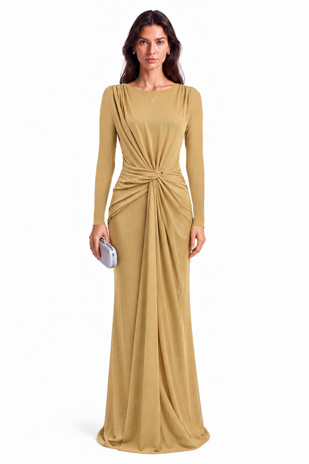 "Ayla" Knotted Shimmer Jersey Dress