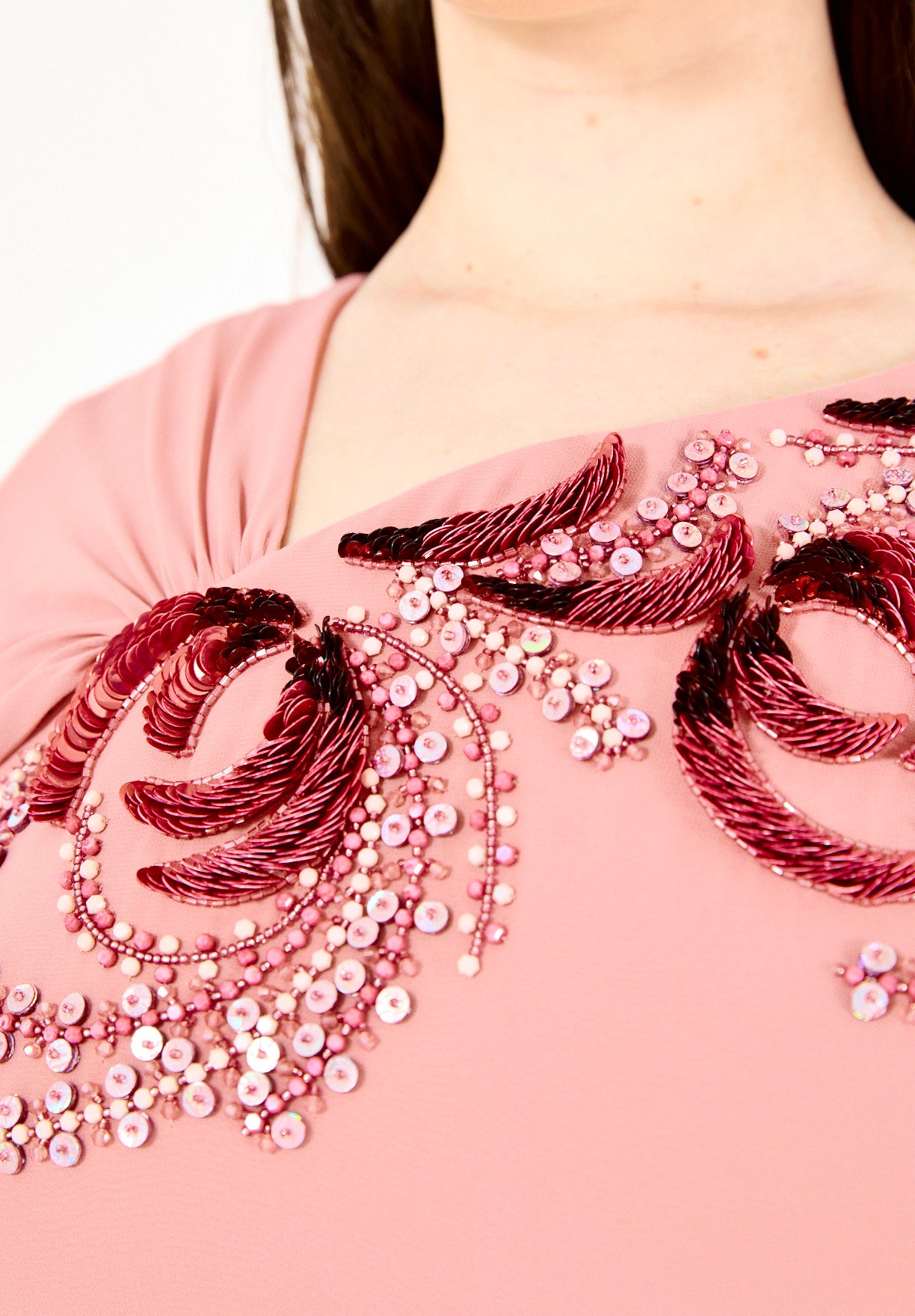 Cape Sleeve Embellished Evening Gown