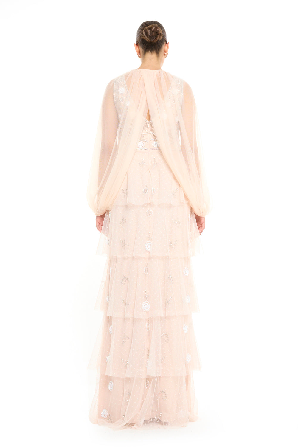Tiered Overlay Embellished Gown